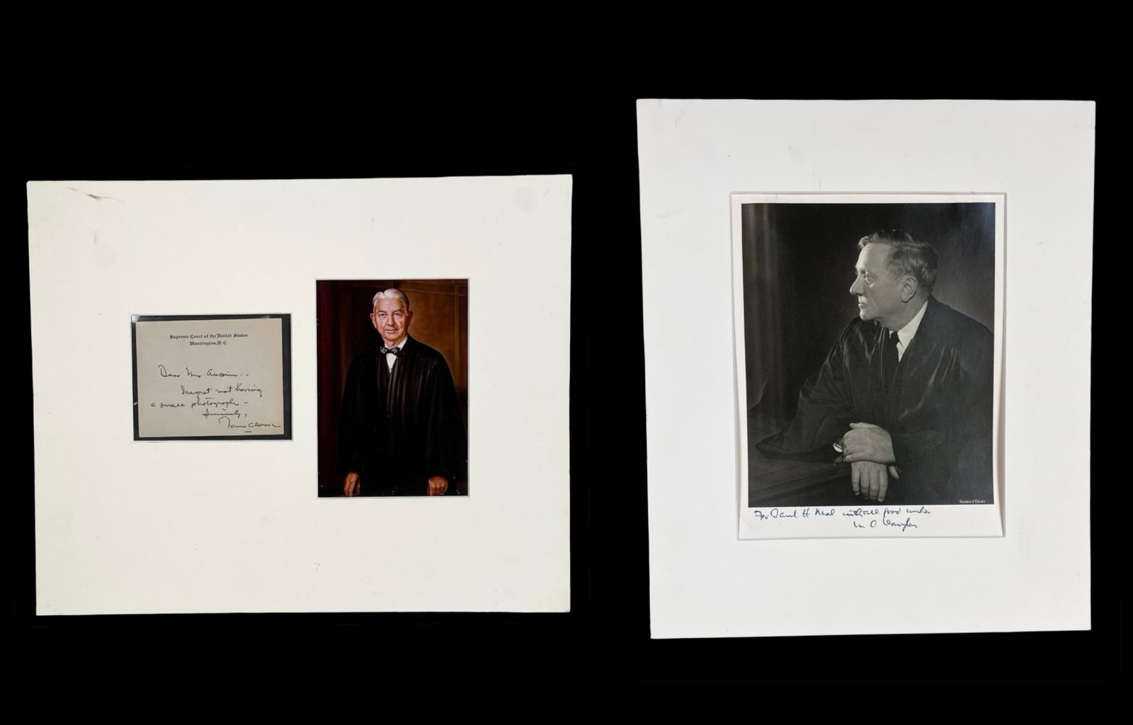 Associate Justice W. Douglas & T. Clark Autographs (1 of 5)