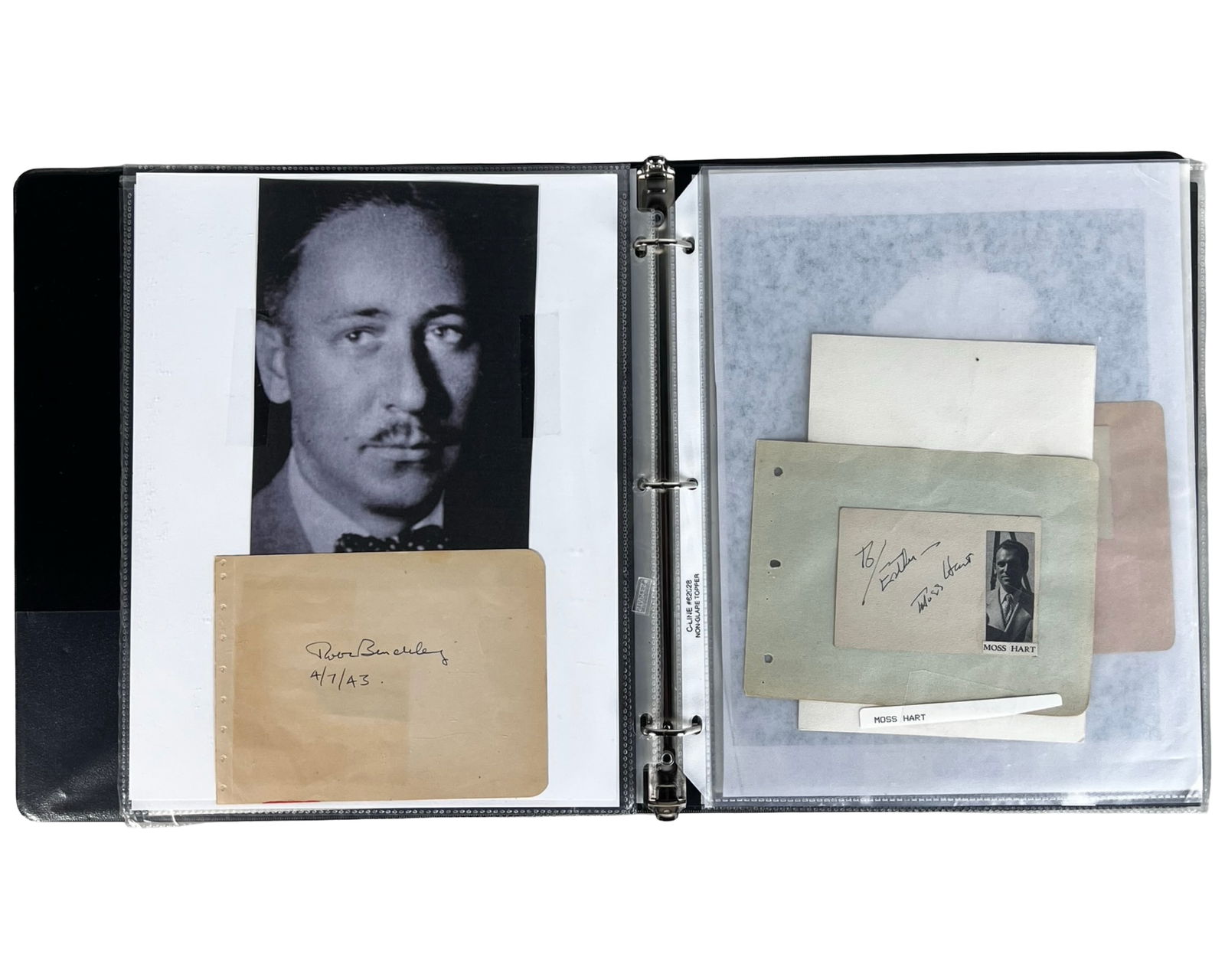 Celebrity Autograph Binder Collection: Binder collection of celebrity autographs, signed photographs, signature cuts and letters spanning sports, film, theater, radio, literature and politics. Signatures are housed in plastic sleeves and