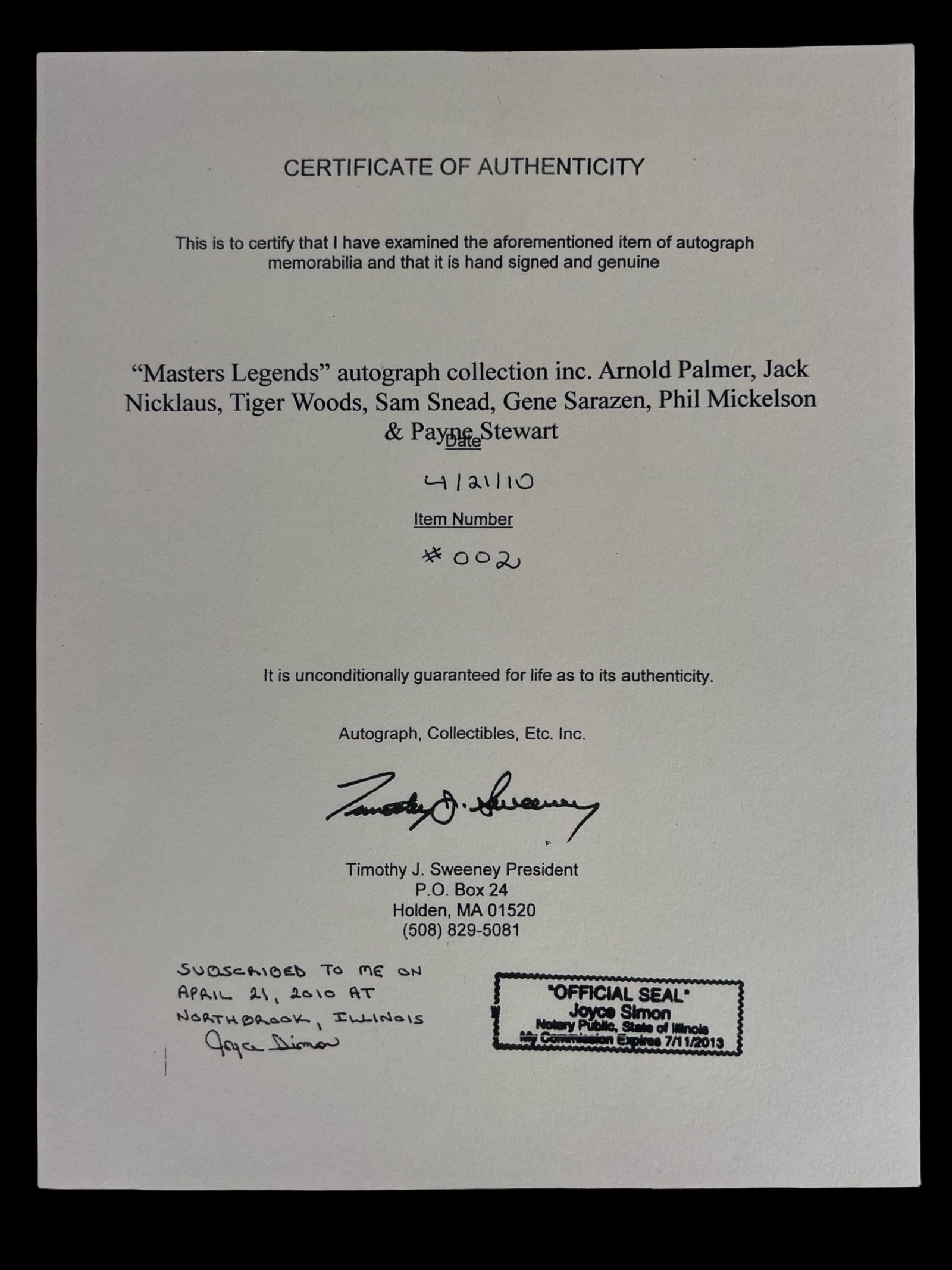 Golf Masters Legends Autograph Collection - 8