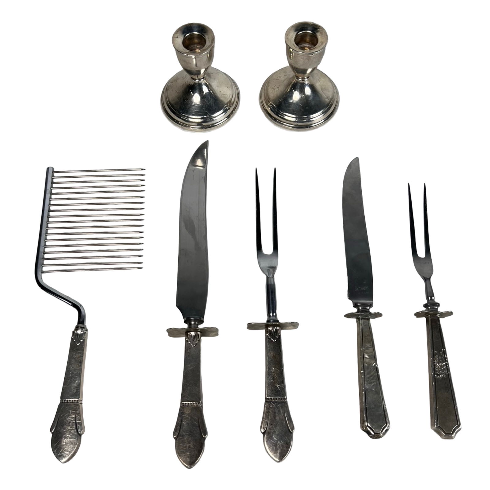 Sterling Silver Candlesticks & Carving Utensil Set (1 of 6)