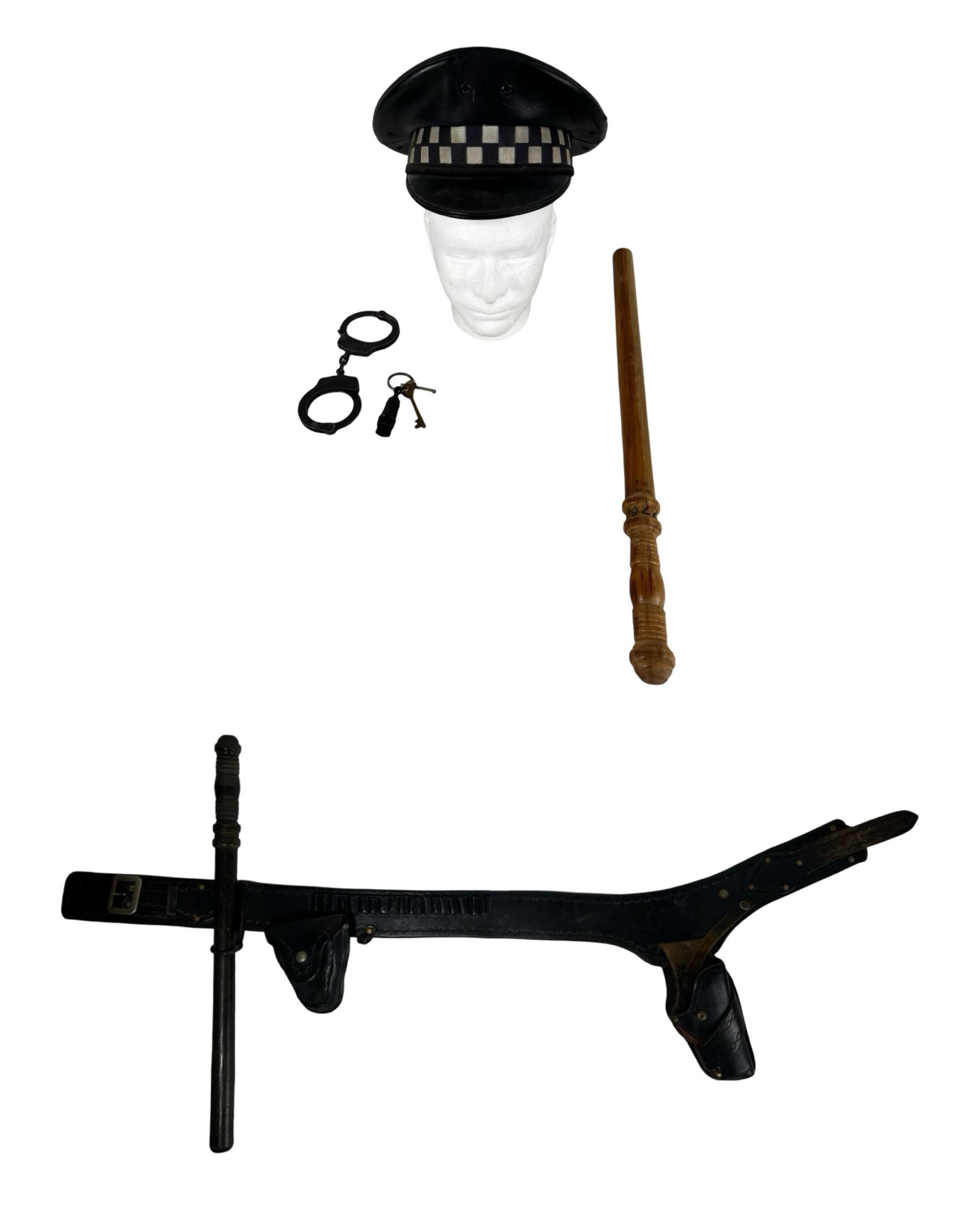 1960s Chicago Police Gear- Cap, Billy Club, Cuffs (1 of 5)