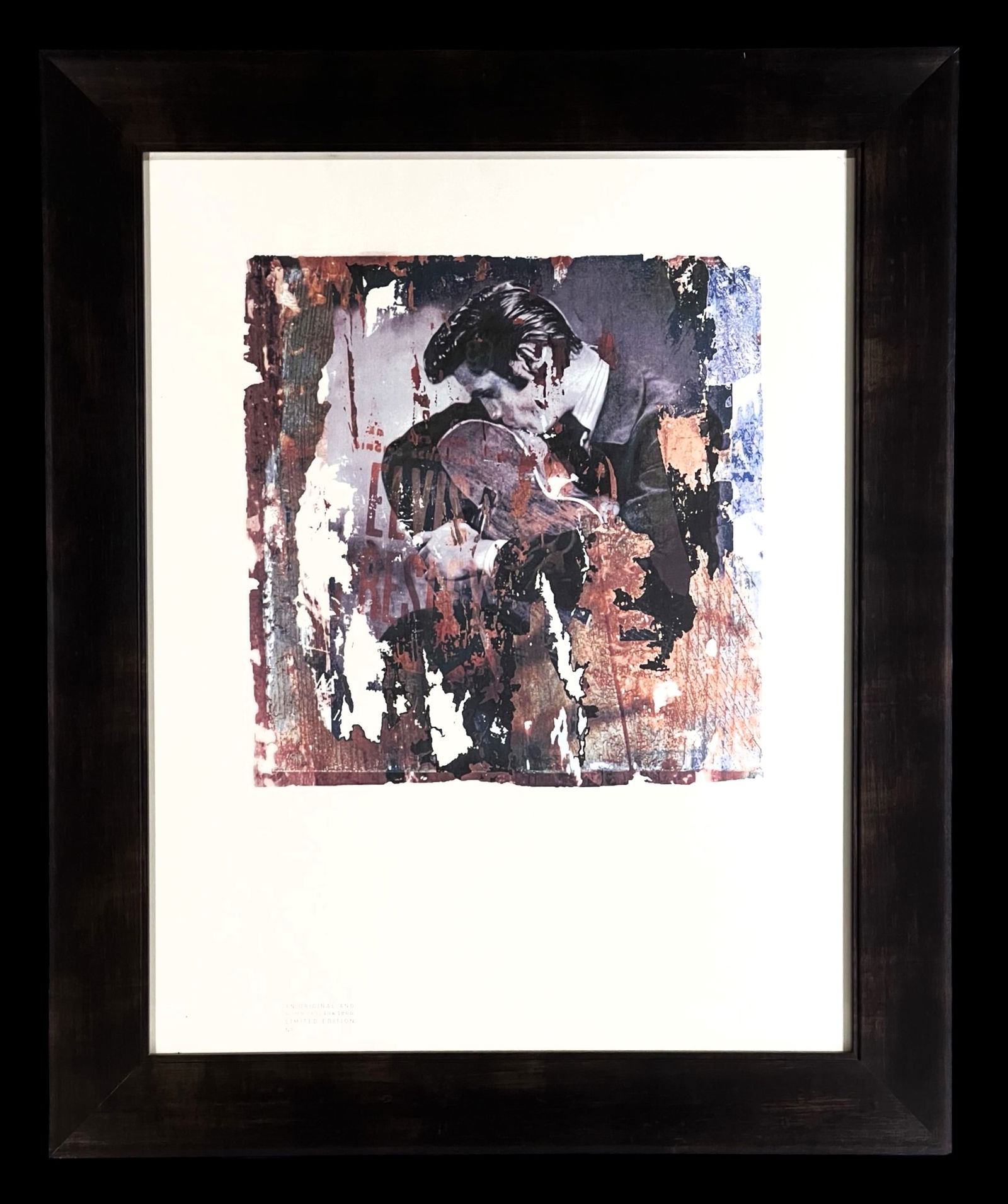 Elvis Presley LE Silkscreen Print Hard Rock Hotel: Limited edition silkscreen print featuring Elvis Presley, presented in a layered collage-style composition that combines classic photography with textured graphic elements. The image captures Elvis wi