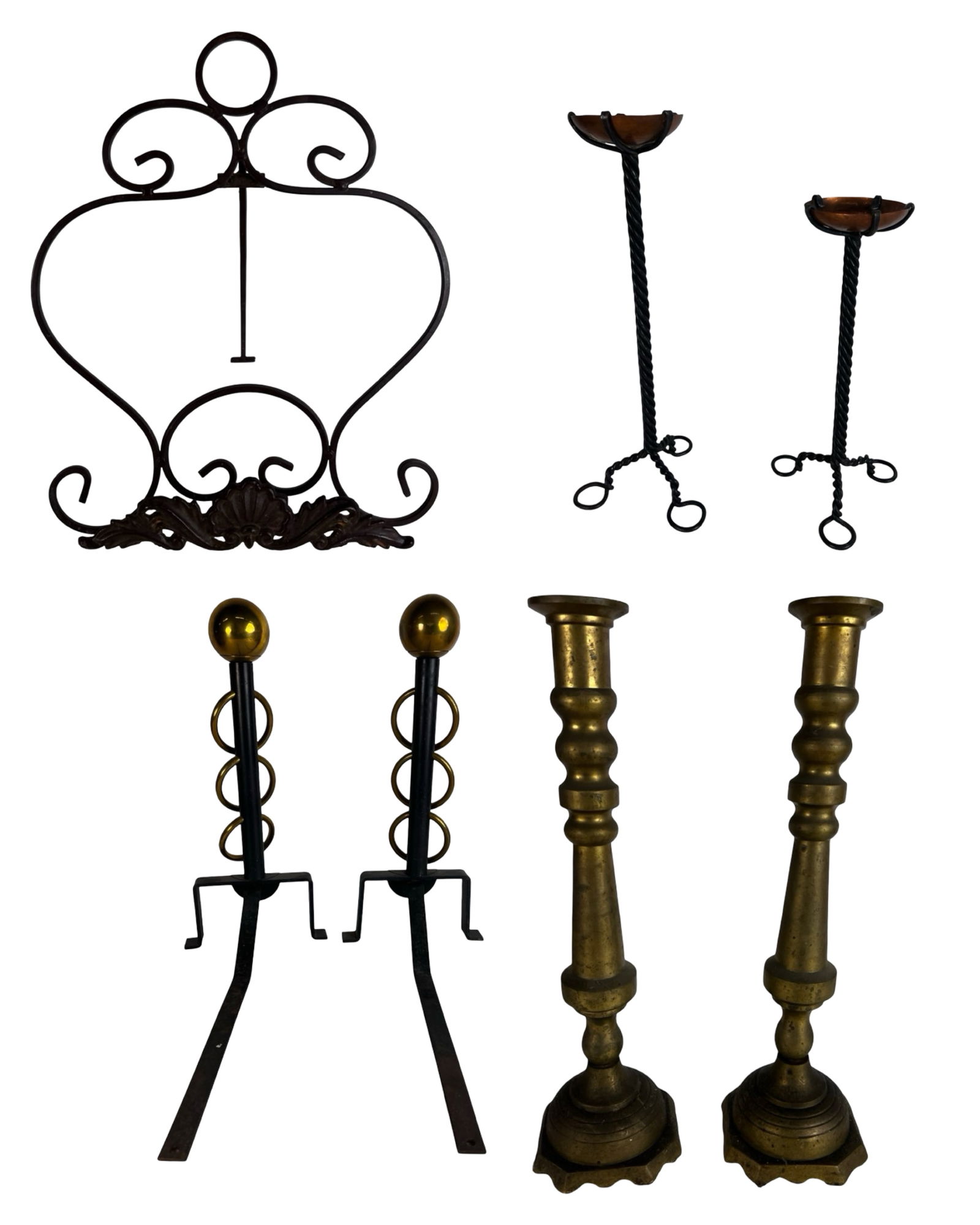 Decorative Metalware Group - Brass Candlestick, A