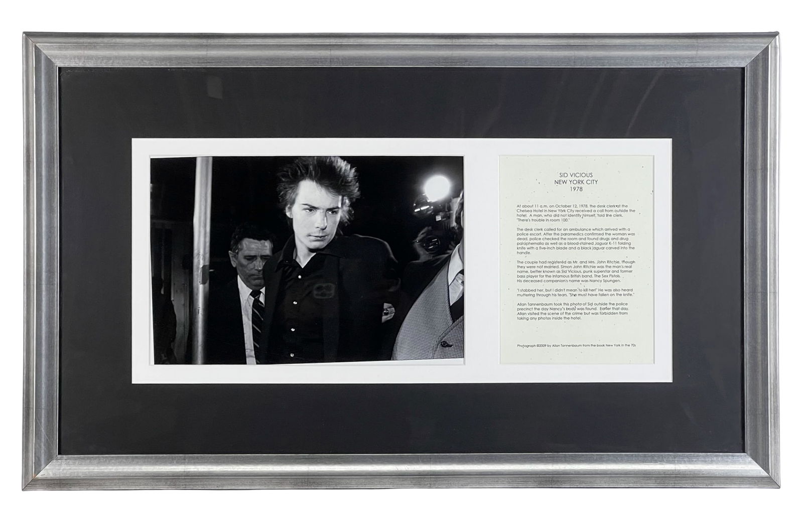 Sid Vicious 1978 NY City Photo - Hard Rock Hotel: Historic black-and-white photograph capturing Sid Vicious, bassist of the legendary British punk band the Sex Pistols, photographed in New York City in 1978. The powerful image was taken by noted phot