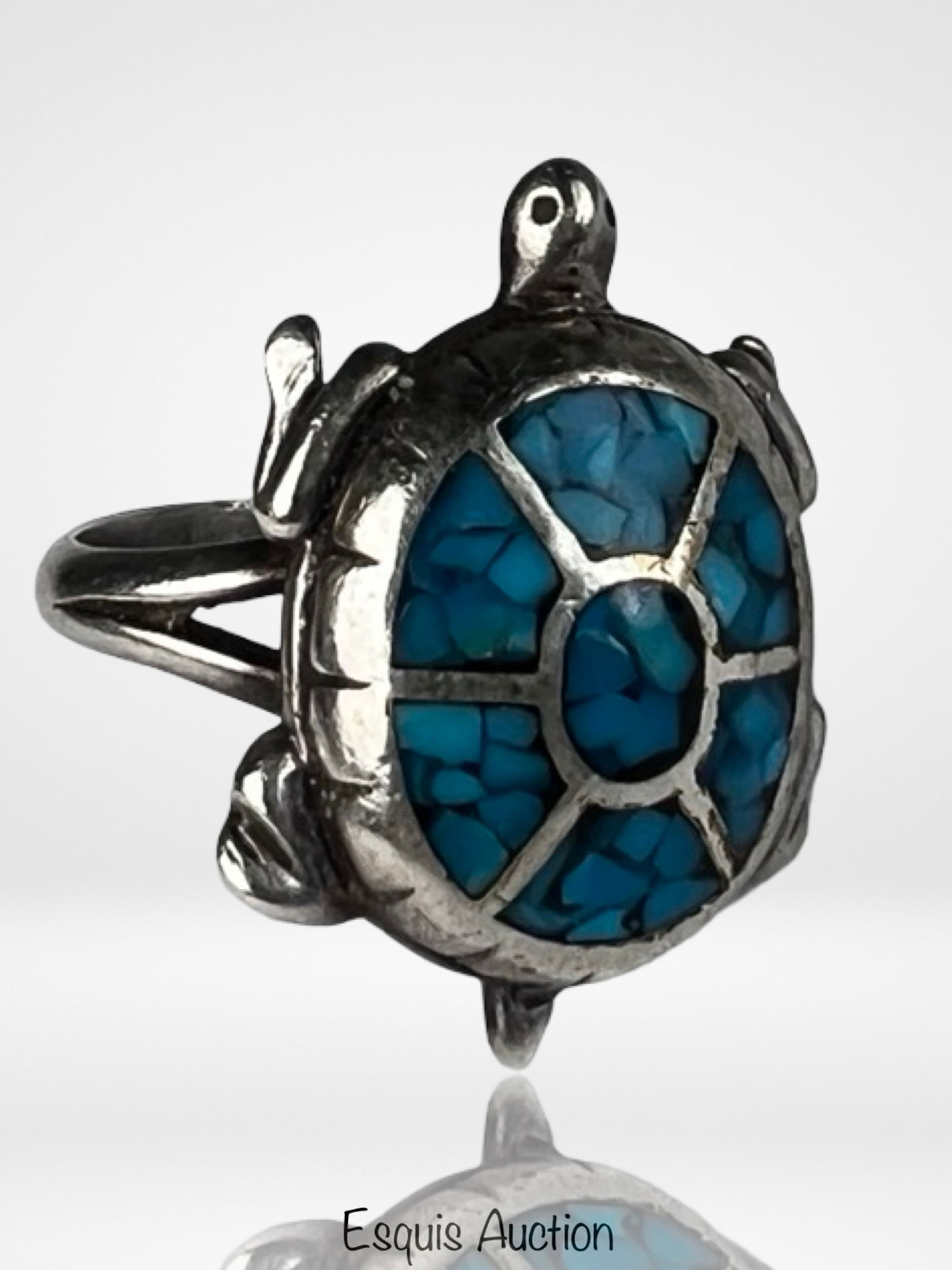 Native American Sterling Silver Turtle Ring - 2