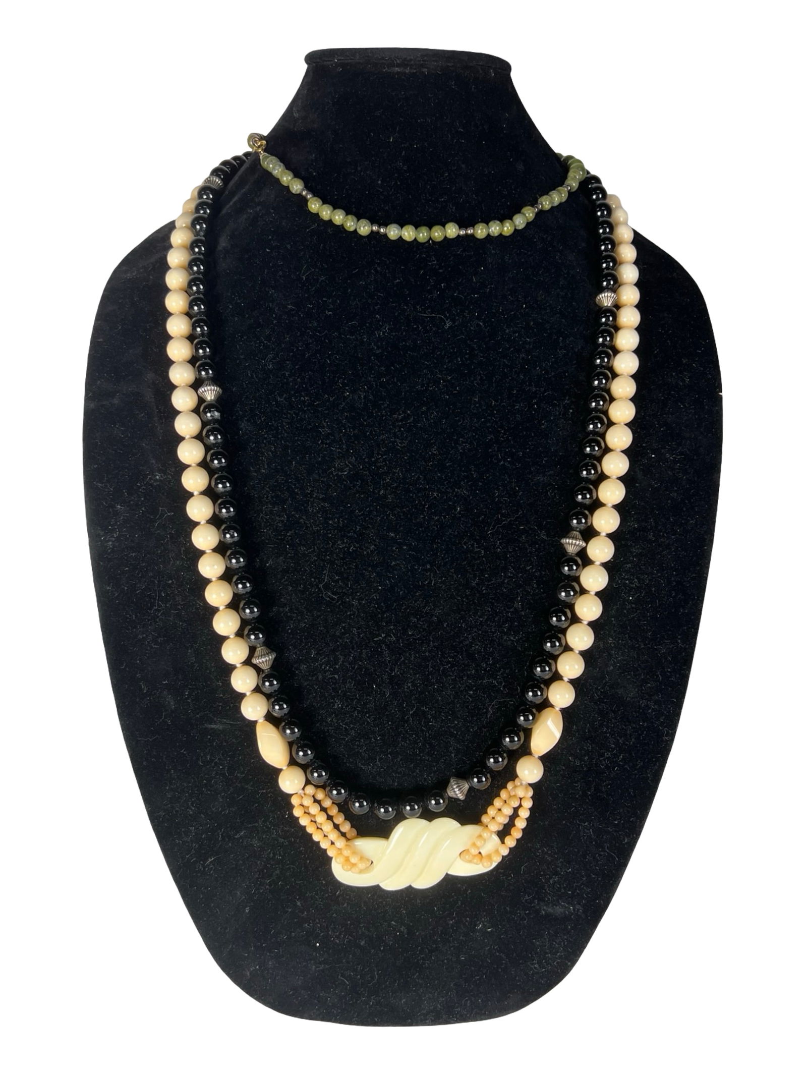 Ladies Statement Necklaces- Jade, Black Agate, Wh (1 of 5)