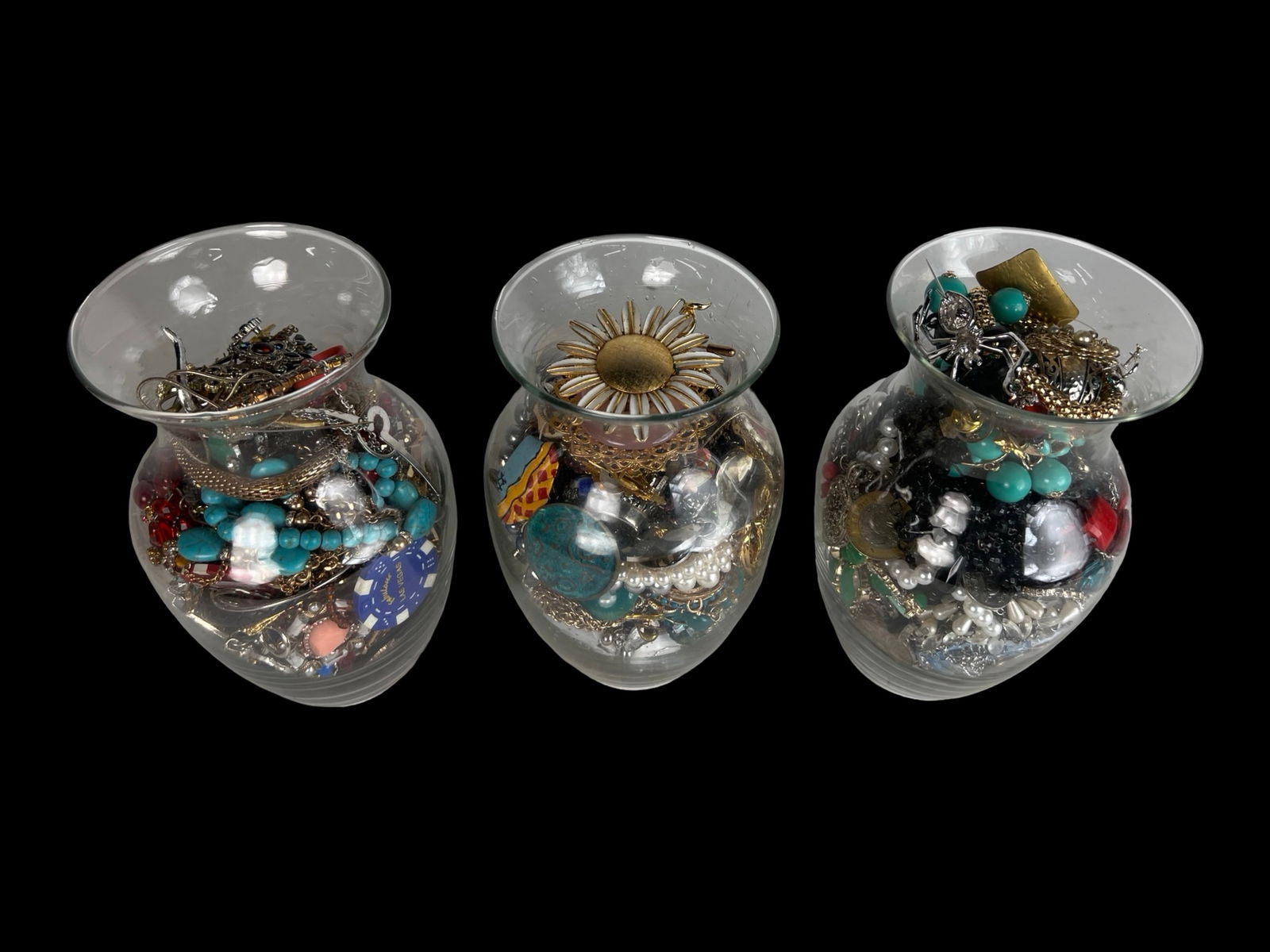 Vases Filled with Assorted Costume & Craft Jewelry (1 of 4)