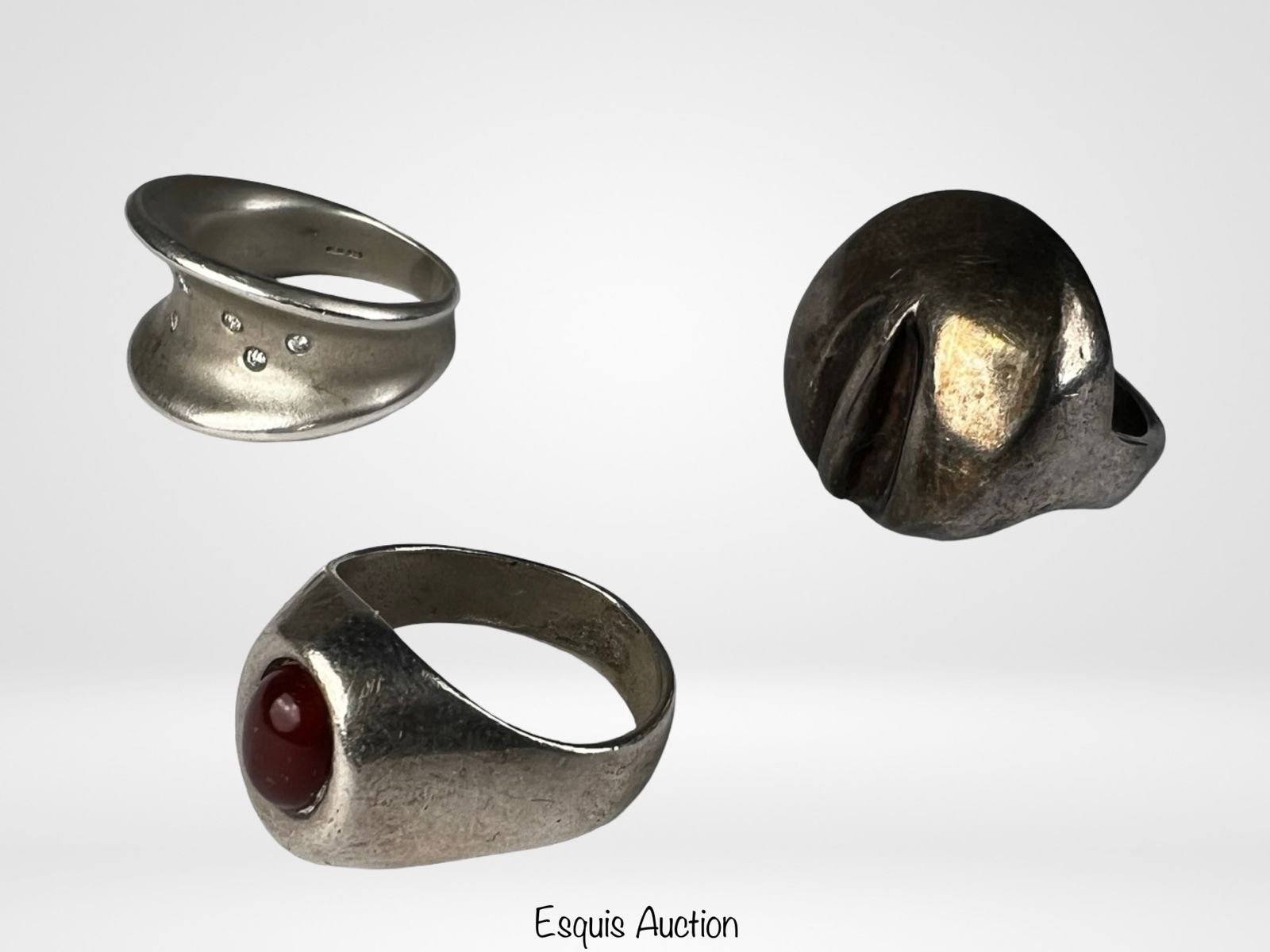 Sterling Silver Ladies Ring Group- Red Cabochon - 2