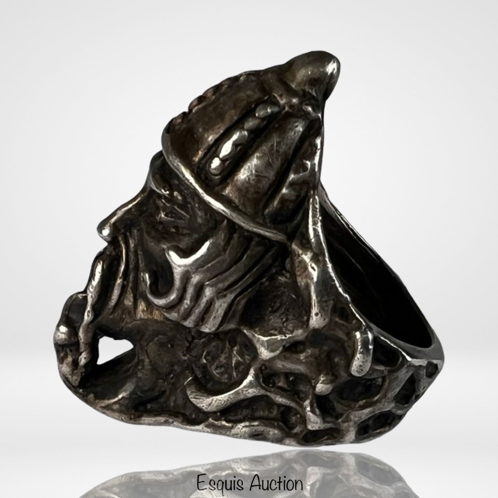 Sterling Silver Genghis Khan Warrior Head Ring - 3