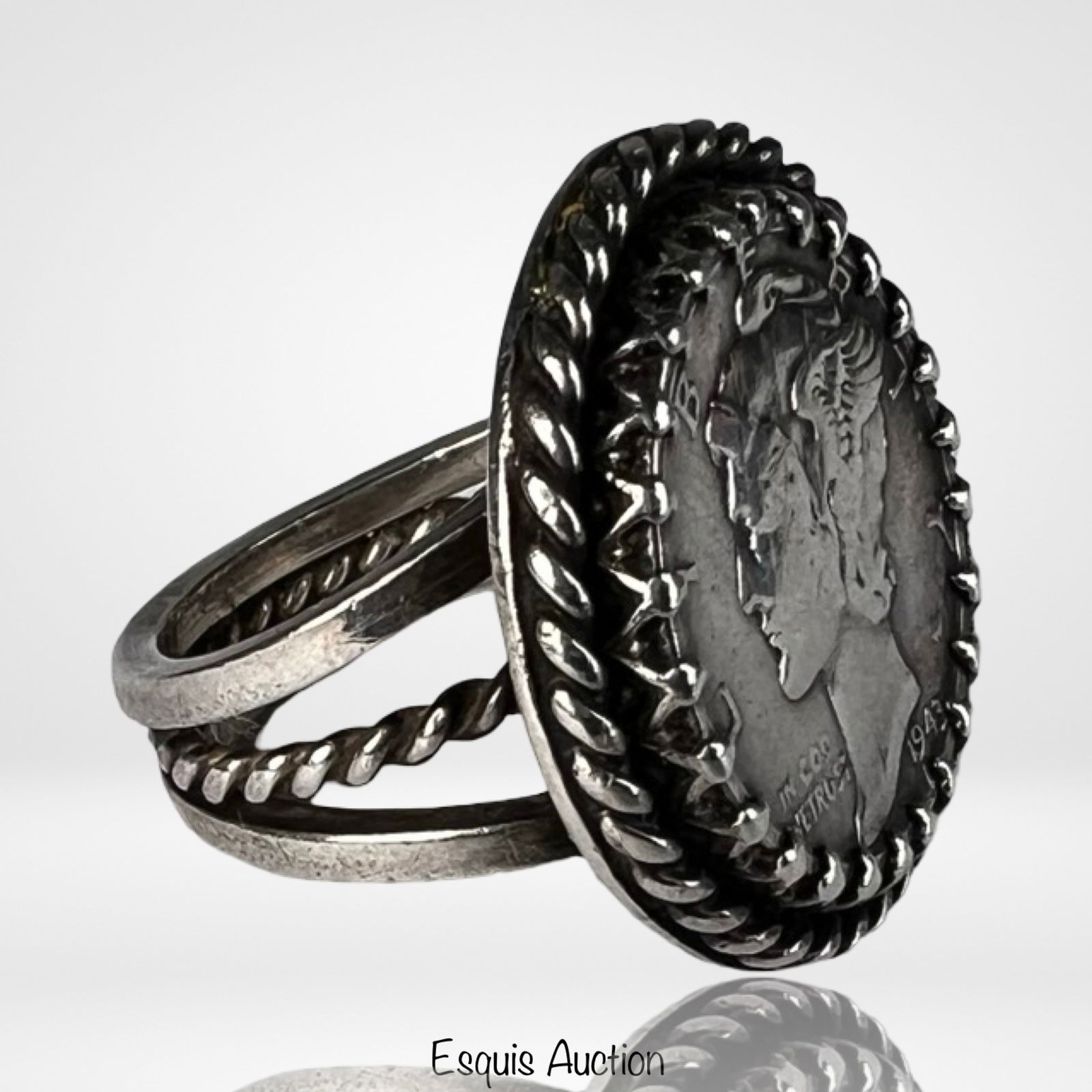 Sterling Silver Mercury Dime Coin Ring - 3