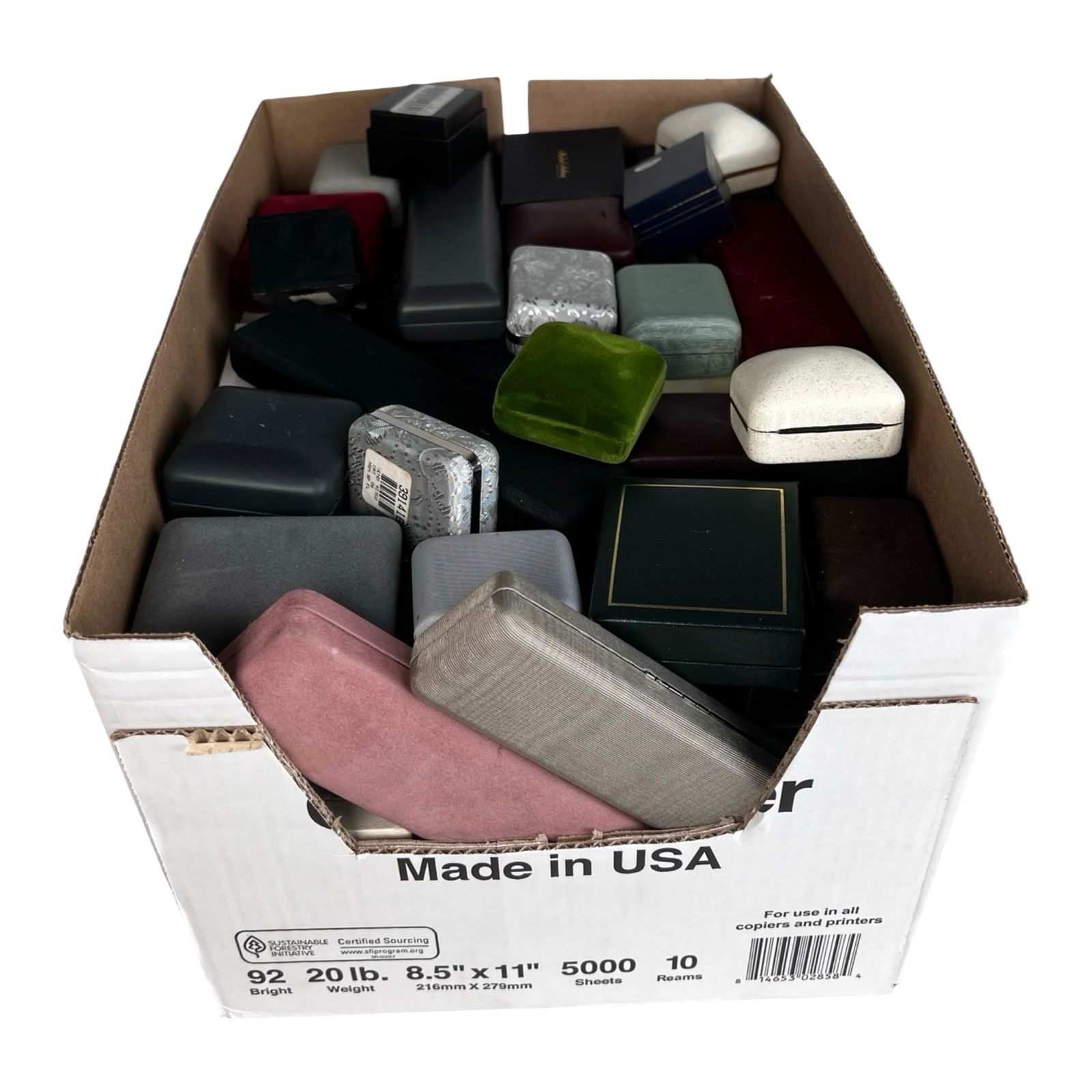 Large Assortment of Jewelry & Ring Boxes: Large Assortment of Jewelry & Ring Boxes. All empty.