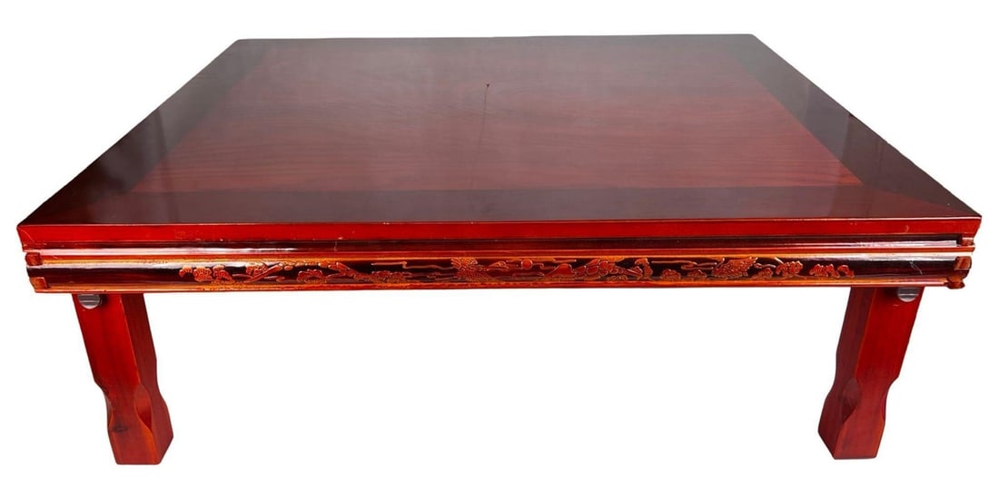 Korean-Style Red Lacquer Low Coffee or Tea Table (1 of 4)