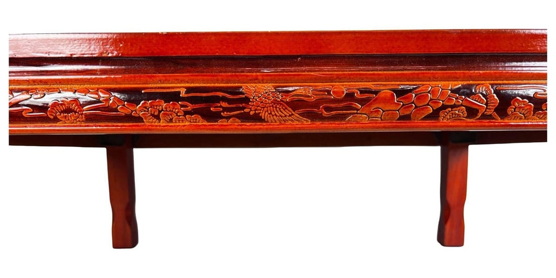 Korean-Style Red Lacquer Low Coffee or Tea Table - 2