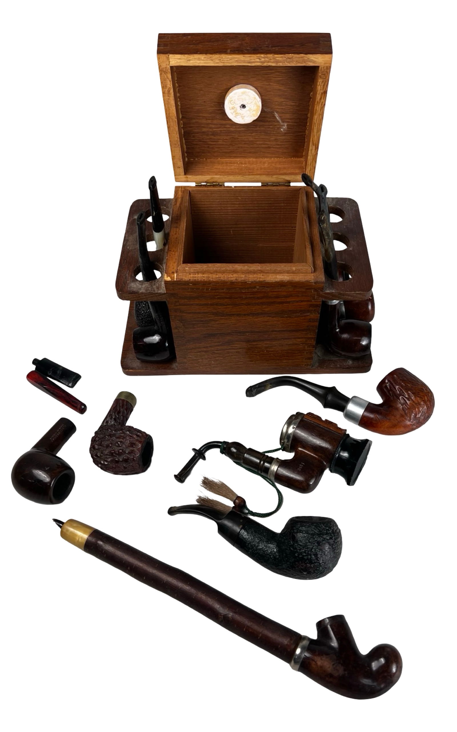 Vintage Tobacco Smoking Pipes with Wooden Humidor (1 of 5)