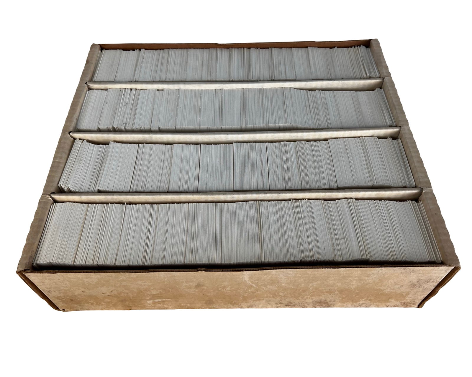 Jumbo Box of Early 1990s Baseball Cards: Large jumbo storage box filled with baseball trading cards primarily from the early 1990s. The collection remains unsearched and unsorted, making it an appealing find for collectors, dealers, or