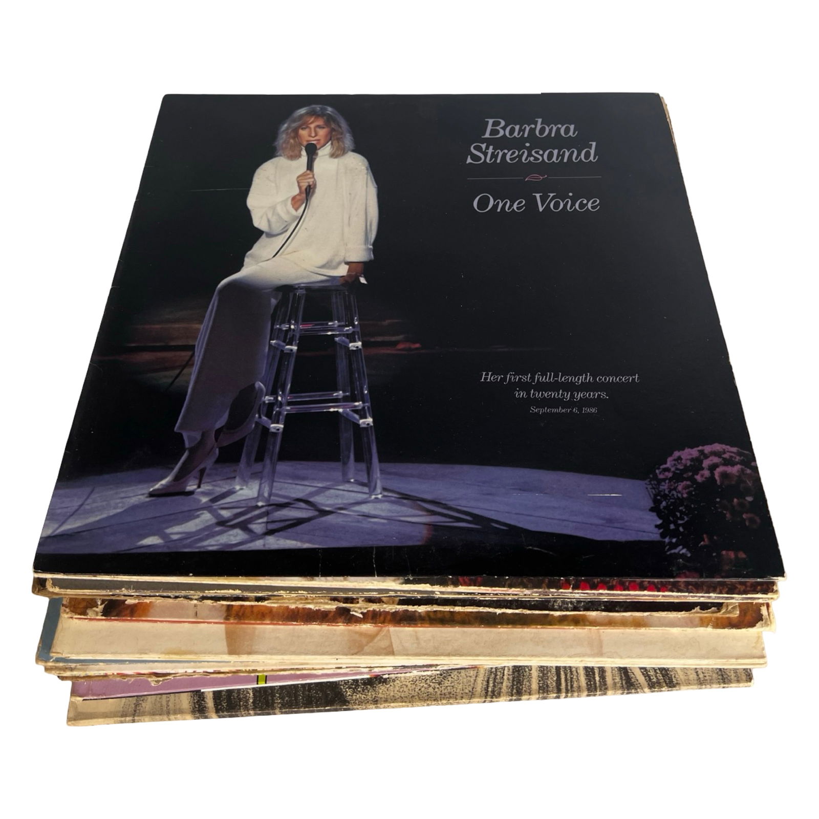 Collection of Barbra Streisand Vinyl LP Records: Group of vintage vinyl LP records by legendary singer and actress Barbra Streisand, spanning multiple decades of her celebrated recording career. Albums visible in the collection include titles such