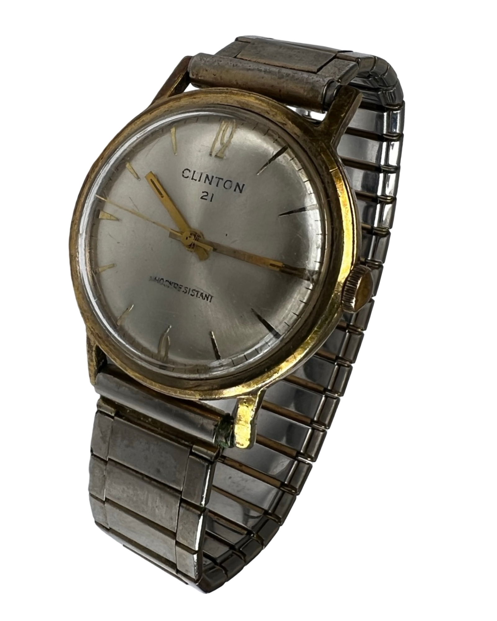 Vintage Men's Clinton 21 Jewels Wrist Watch: Vintage Men's Clinton 21 Jewels Wrist Watch. Shows some age related wear, working.