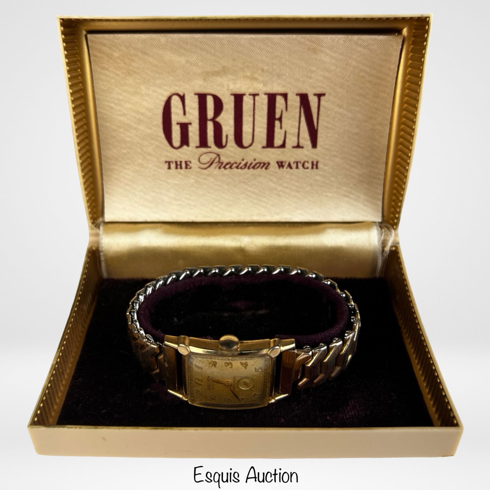 Vintage 1930's Gruen Curvex Precision 10k GF Watch: Vintage 1930's Gruen Curvex Precision 10k Gold Filled Wrist Watch in Original Box. Some age related wear, non working condition.