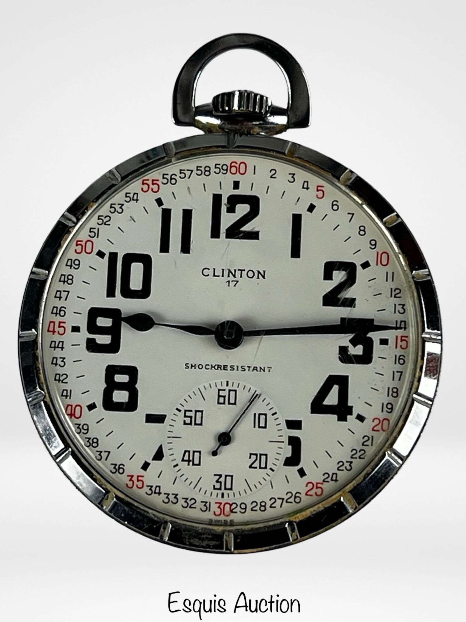 Vintage Clinton 17 Jewels Railroad Pocket Watch: Vintage Clinton 17 Jewels Railroad Pocket Watch. Good working condition.