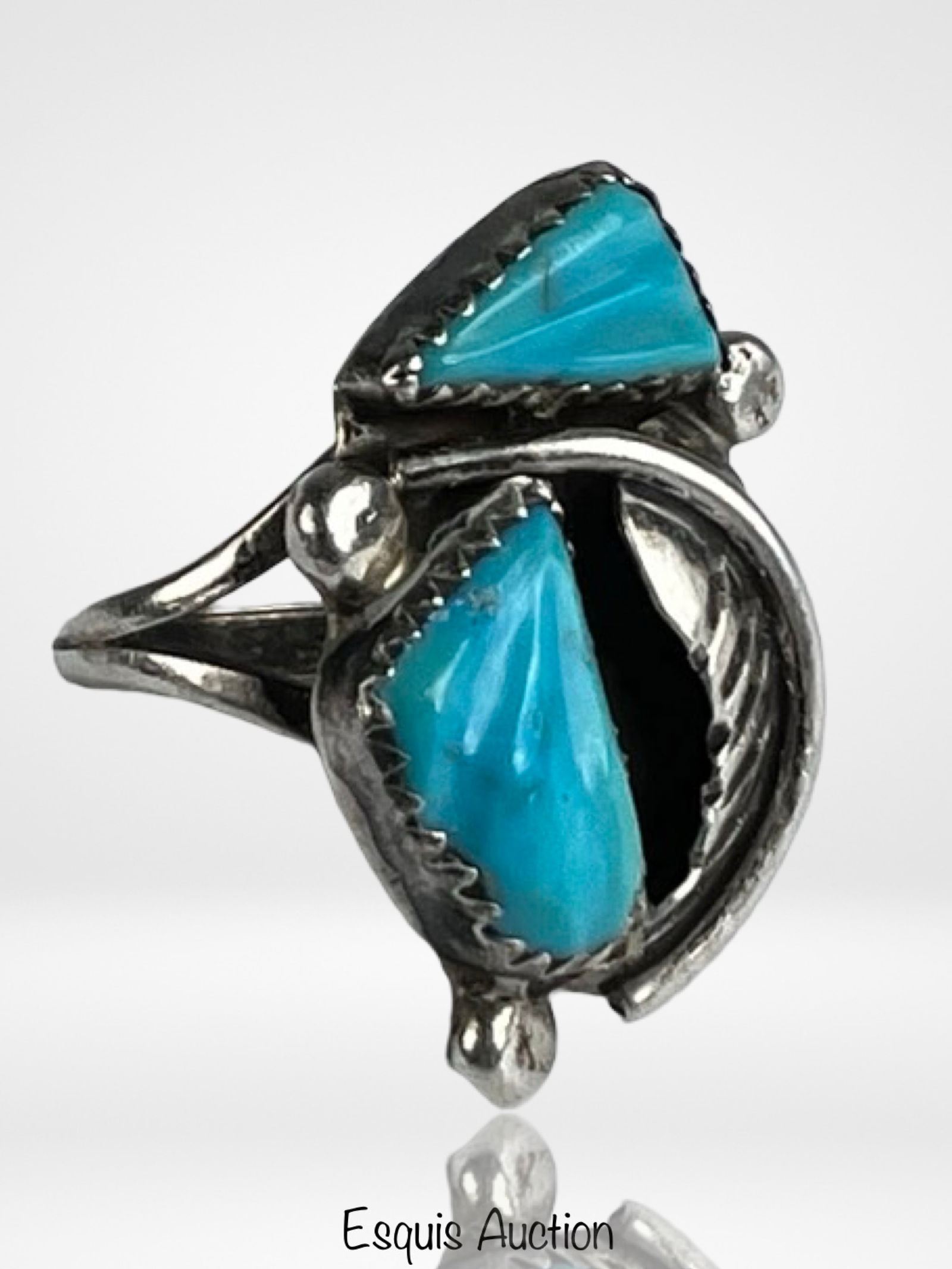 Native American Sterling Silver Turquoise Ring - 2