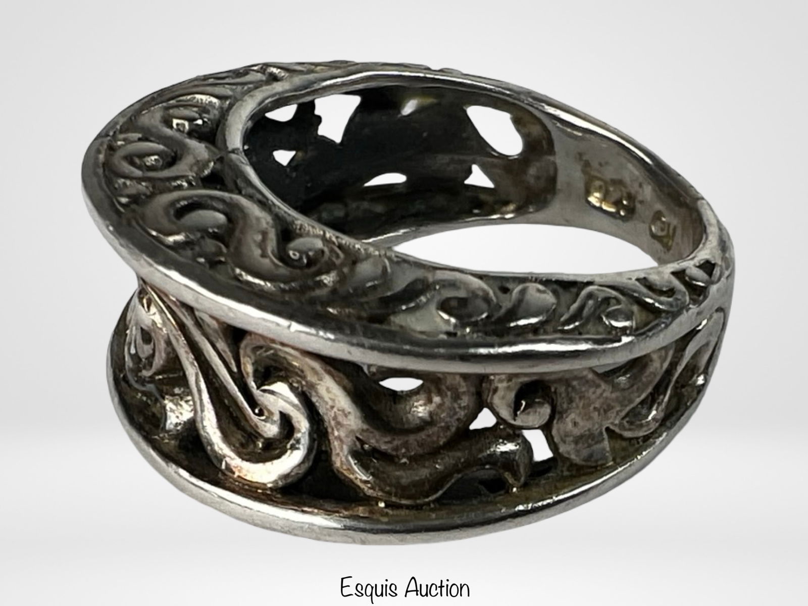 Sterling Silver Openwork Scroll Band Ring - 2