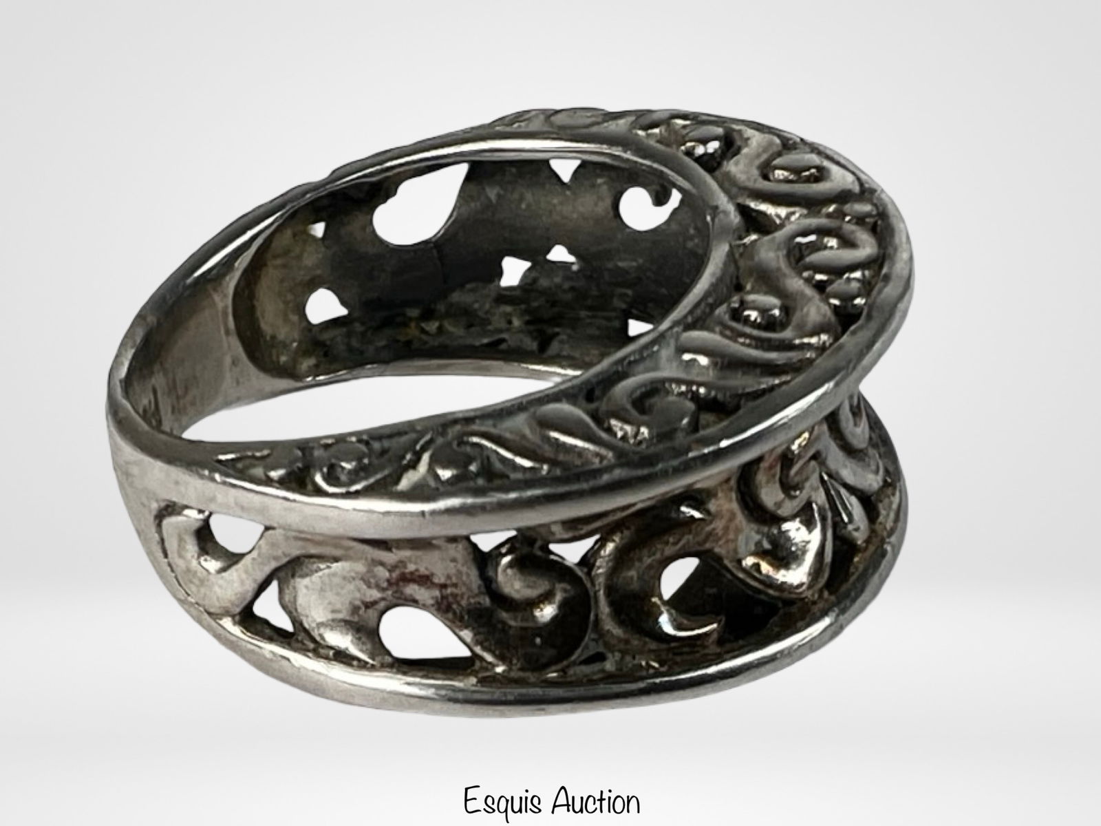 Sterling Silver Openwork Scroll Band Ring - 3