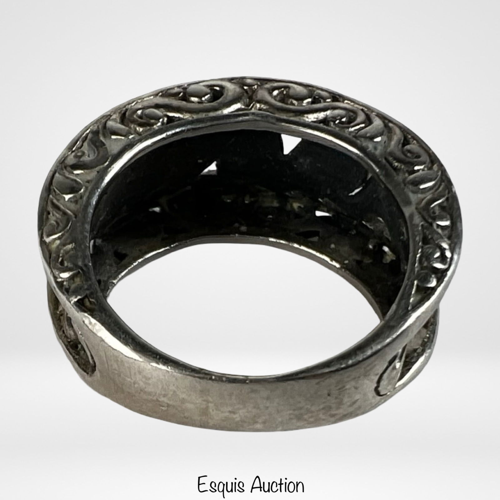 Sterling Silver Openwork Scroll Band Ring - 4