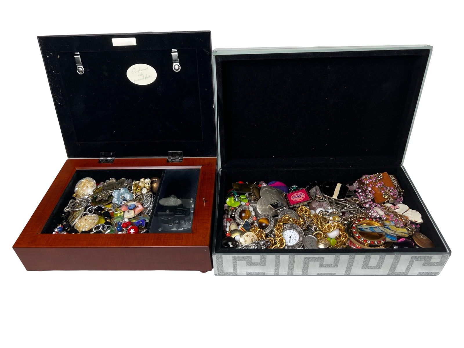 2 Boxes Full of Unsearched Costume & Craft Jewelry: Open the lid and dive into a potential treasure hunt with this assorted lot of unsearched costume and craft jewelry. The collection is brimming with necklaces, bracelets, brooches, pendants, beads,