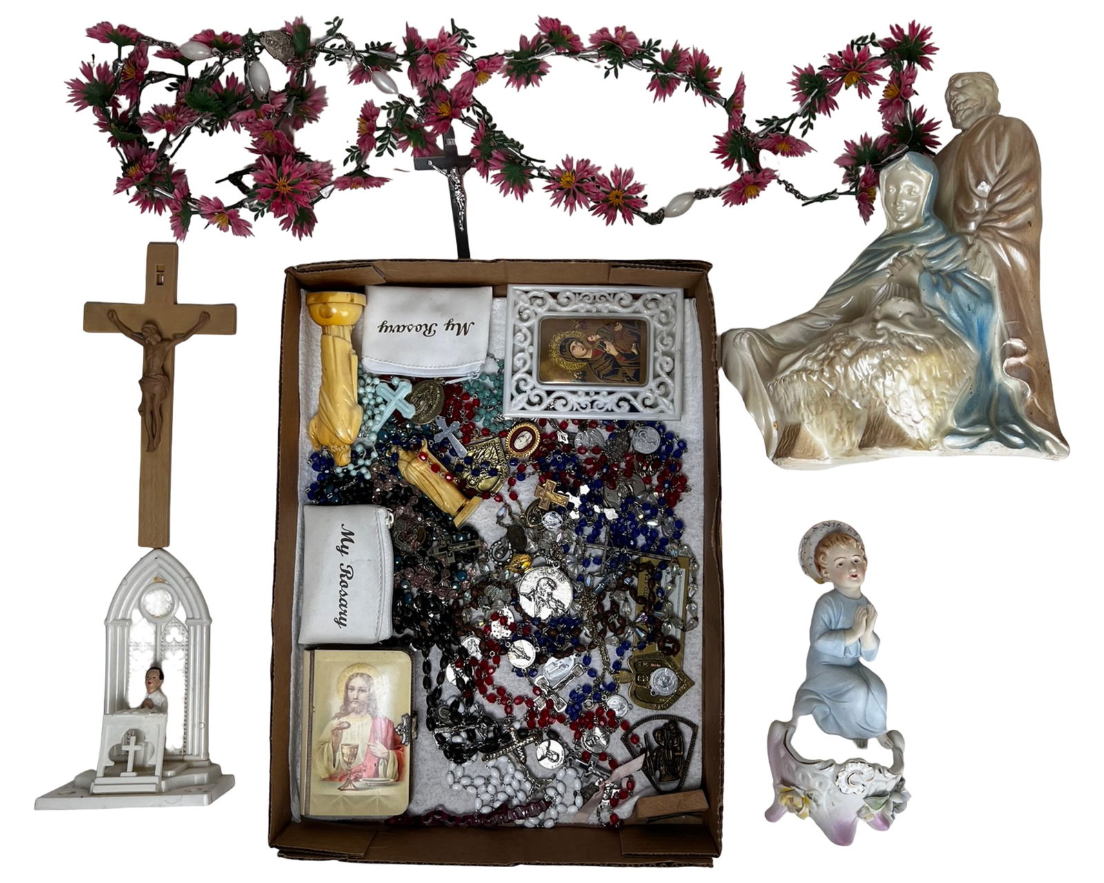Vintage Religious Lot - Rosaries, Crucifix, Icons (1 of 3)