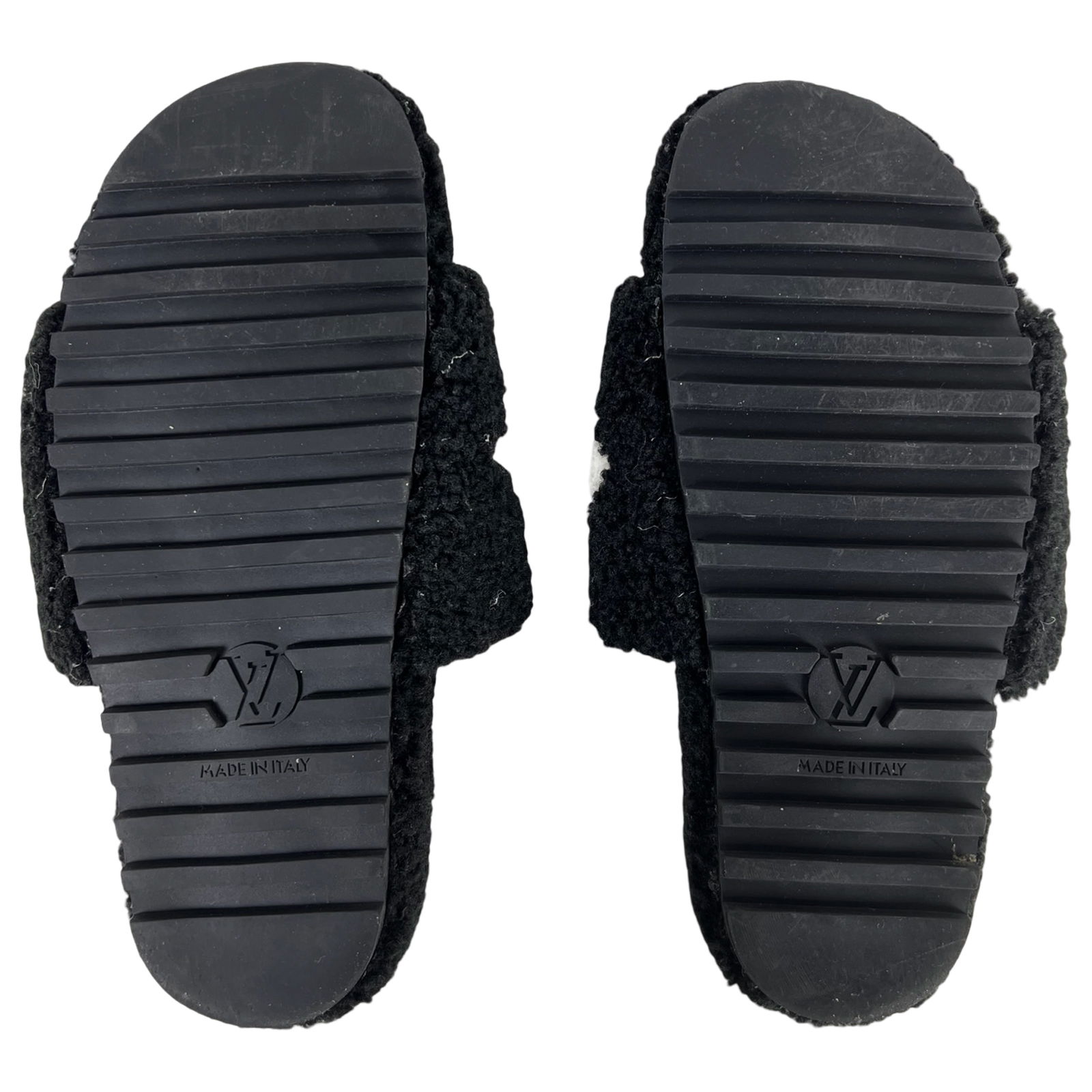 Designer Shearling Monogram Flat Mule Slippers - 2