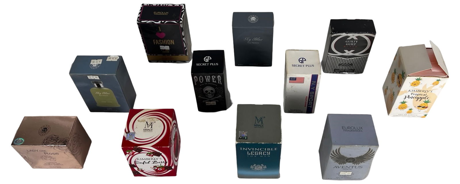 Men's & Women's Assorted Boxed Parfum Fragrances: Group of assorted boxed fragrances featuring a mix of men's and women's eau de toilette and eau de parfum selections. Includes a variety of scent profiles ranging from fresh and aquatic to sweet,