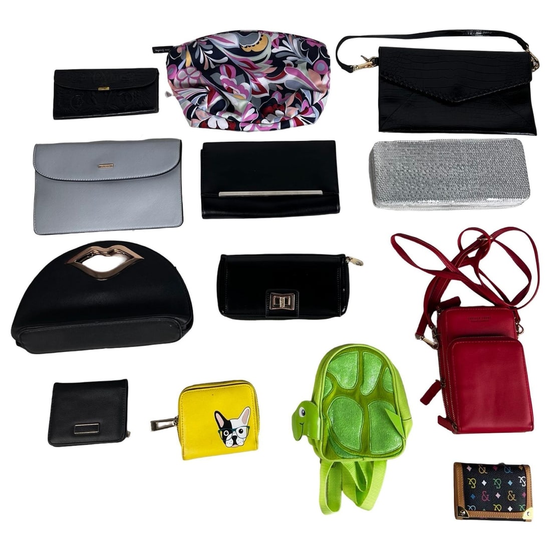 Lady's Small Bags, Wristlets & Wallets: Group of Various Lady's Lady's Small Bags, Wristlets & Wallets.4 1/2"x 3"- 11" x 7". Good pre-loved condition.