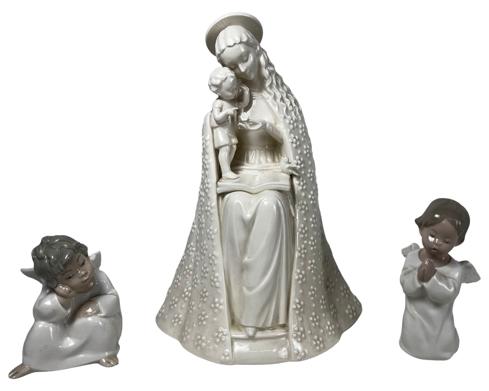 Goebel Hummel "Flower Madonna" & Two Lladro Angel (1 of 4)