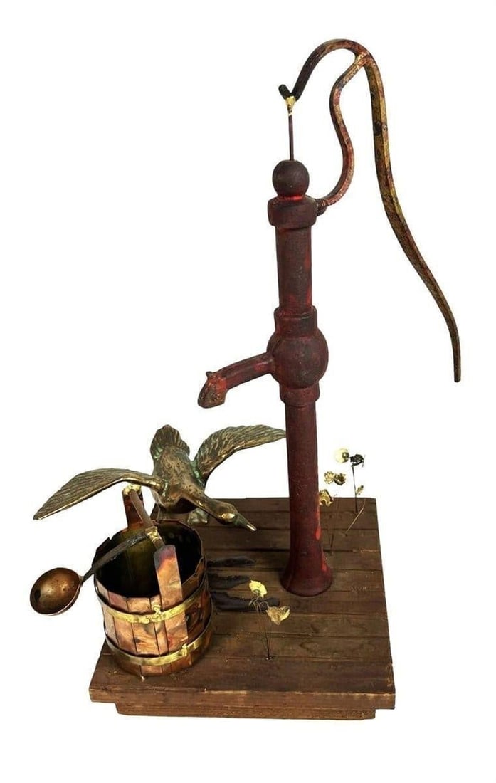 Curtis Jere- Goose at Water Pump Metal Sculpture (1 of 7)