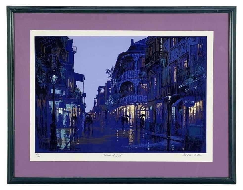 Don Picou LE Hand Signed New Orleans Serigraph Art: Don Picou's "Balconies of Royal" is a captivating limited edition serigraph art piece that immerses viewers in the timeless charm of New Orleans. This serigraph, numbered as #15 out of an edition of 9
