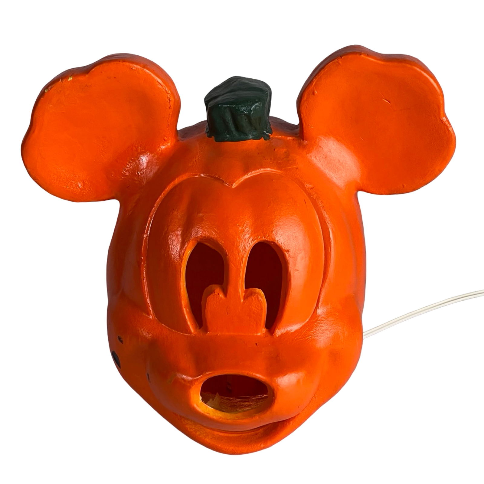 Mickey Mouse Halloween Light-Up Pumpkin Decoration: Festive Mickey Mouse pumpkin decoration featuring a classic character-inspired design with integrated interior lighting. This eye-catching seasonal piece combines Halloween charm with nostalgic