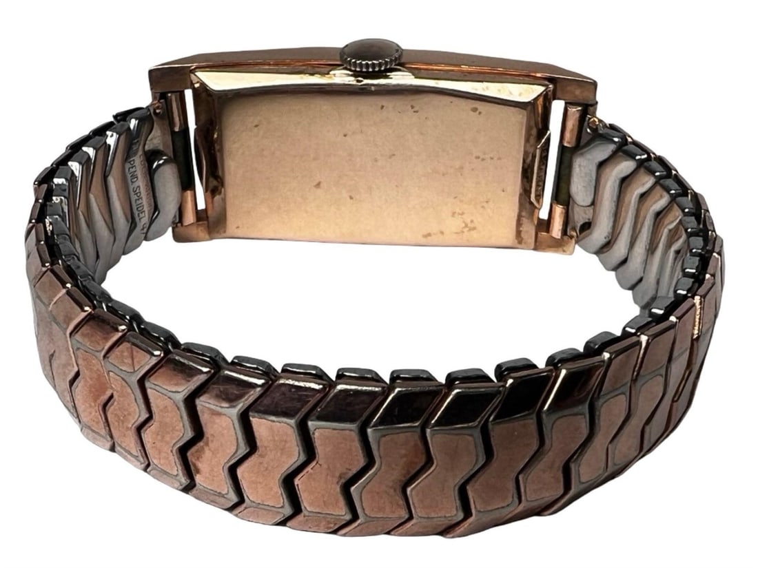 14K Gold Bulova Art Deco Wristwatch w/ Ruby & Diam - 4