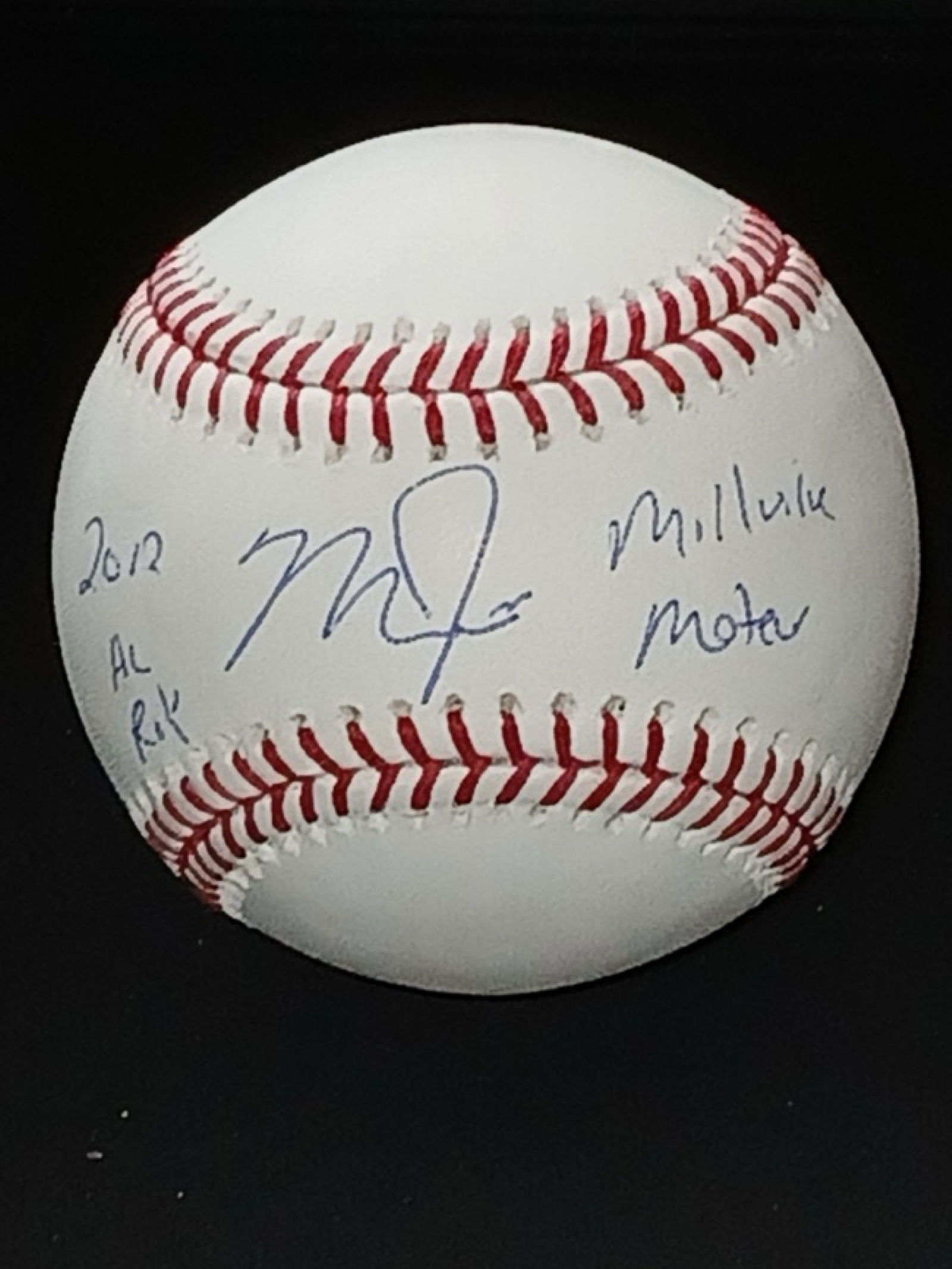 Mike Trout Rookie Year Autographed Baseball: Official Rawlings Major League Baseball signed by Mike Trout, one of the most dominant players of his generation. The ball is boldly autographed in blue ink and inscribed "2012 AL ROY" and "Millville
