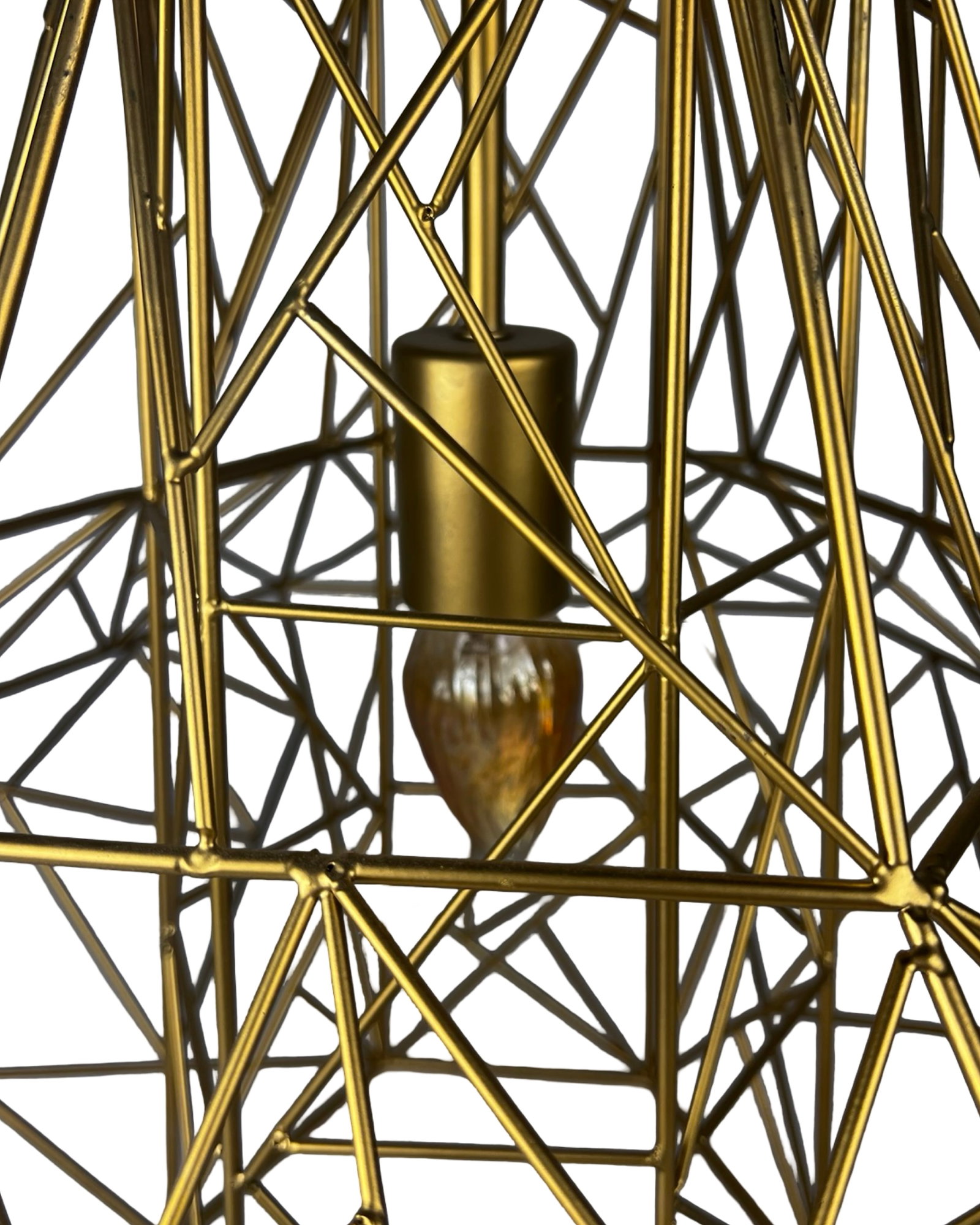 Modern Geometric Brass Wire Ceiling Light Fixture - 2