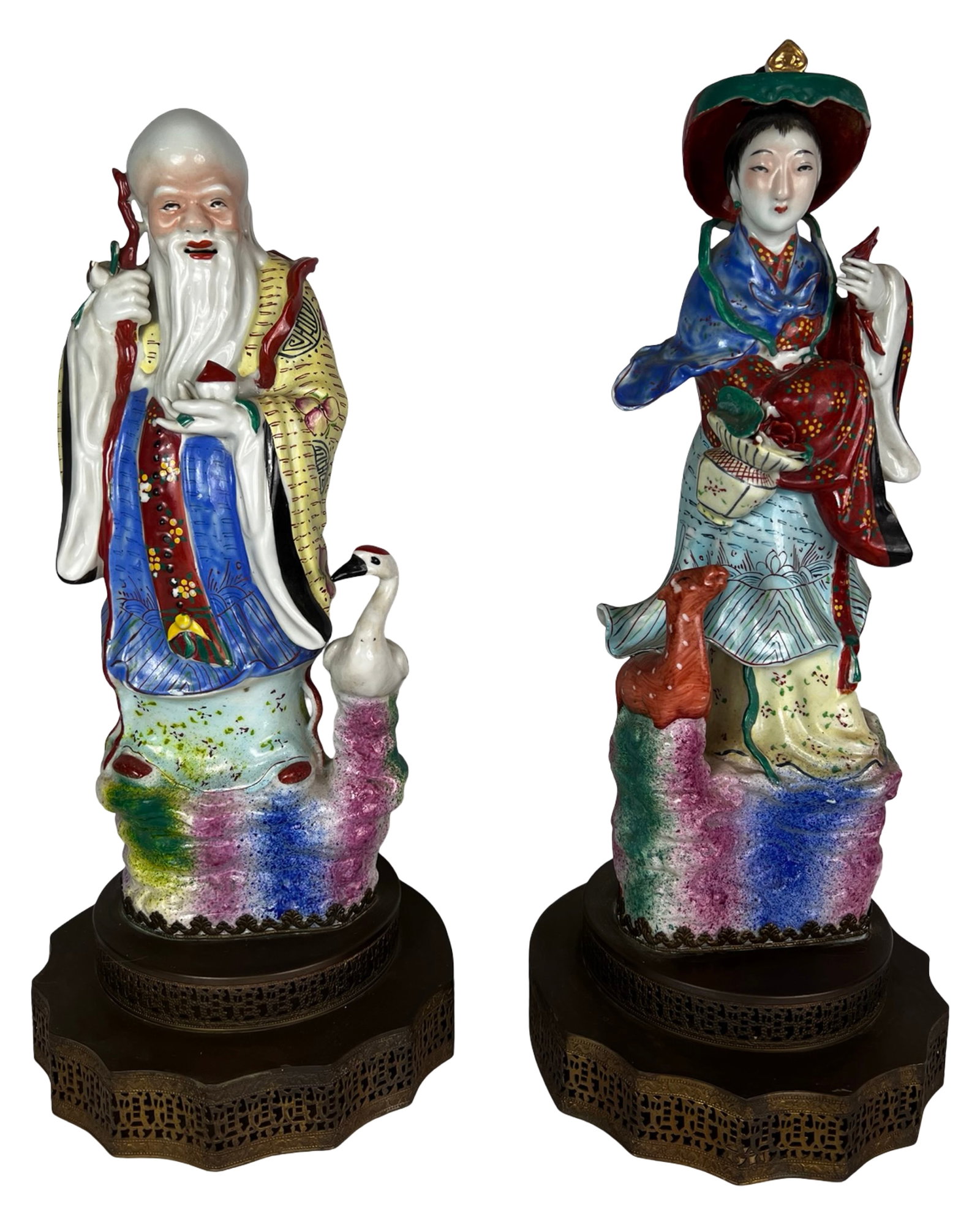 Chinese Famille Rose Porcelain Figural Lamp Bases (1 of 12)