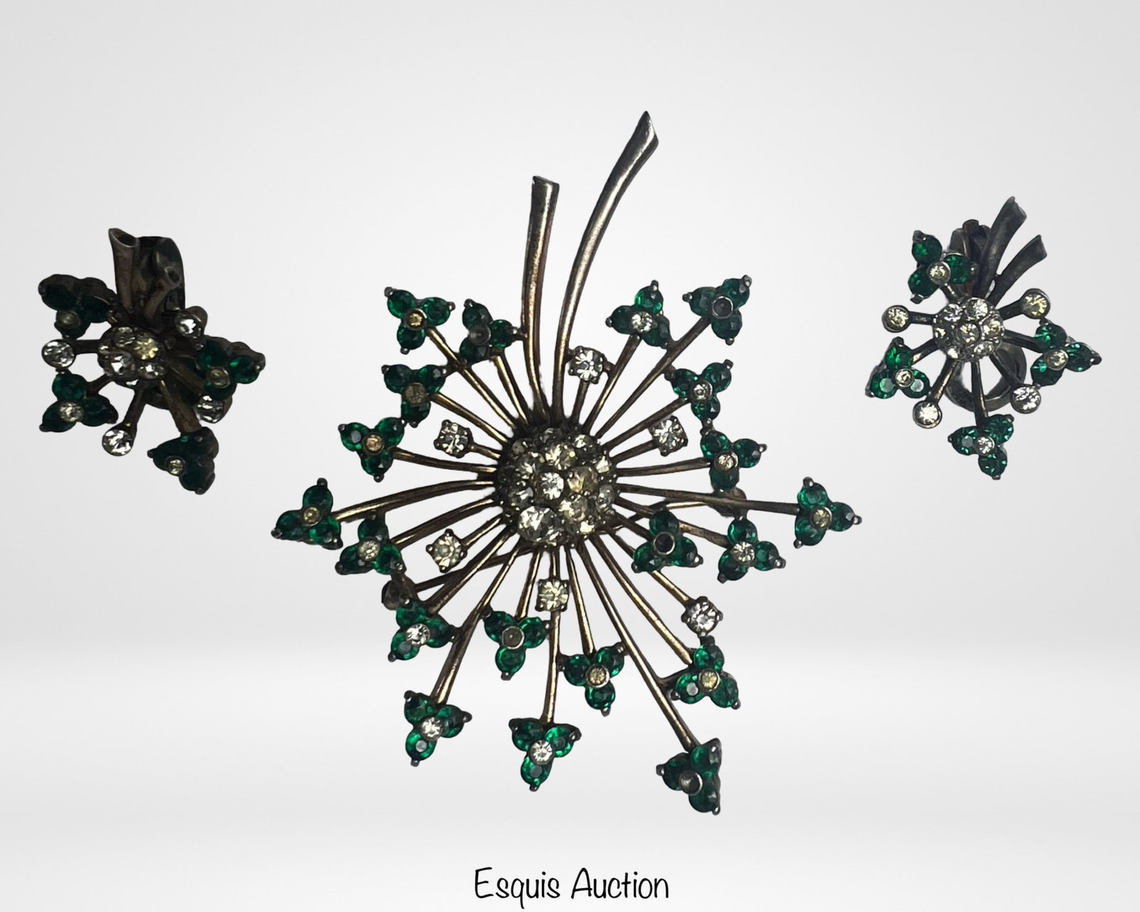 Pennino Sterling Floral Spray Brooch & Earrings (1 of 5)
