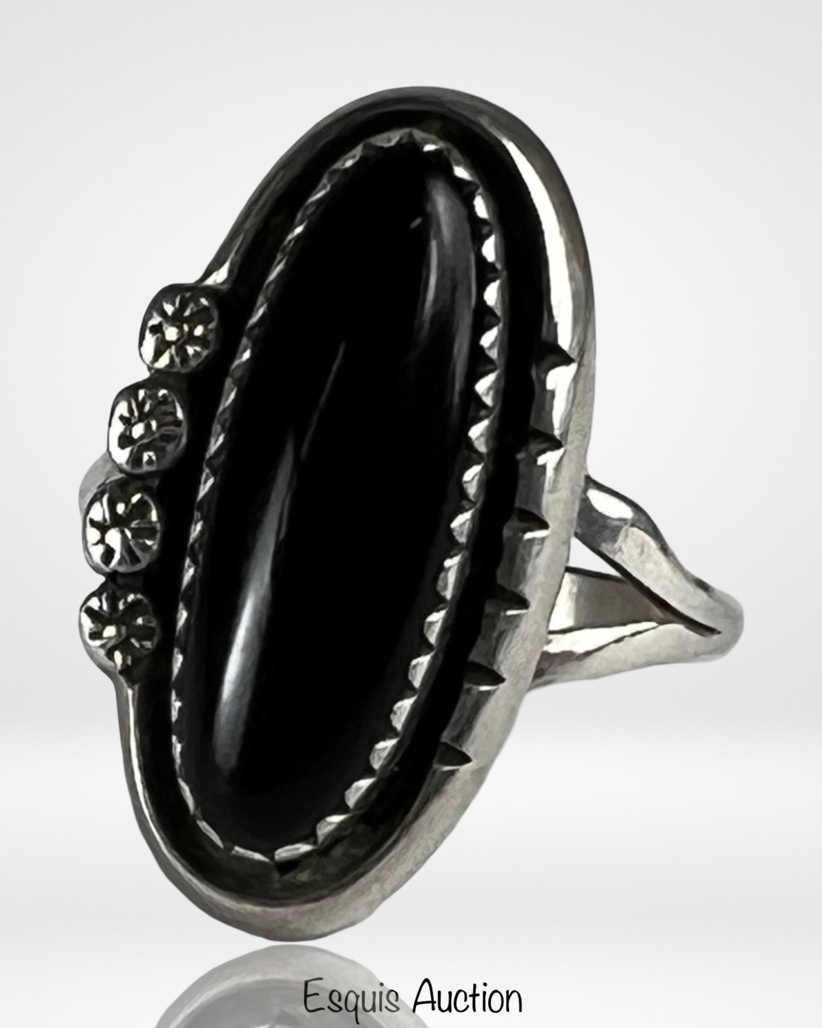 Frederick Chavez Navajo Sterling Black Onyx Ring (1 of 3)