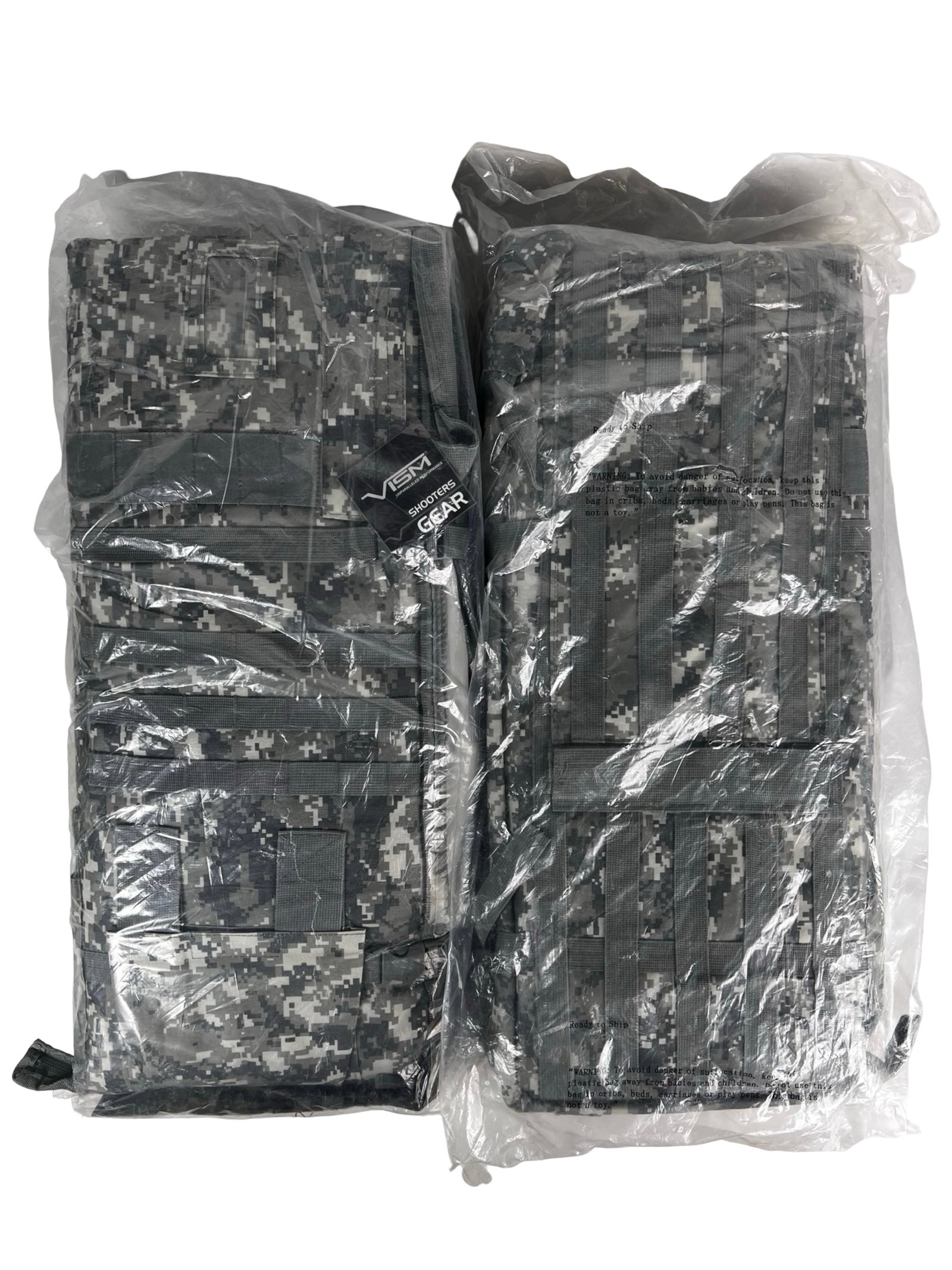 VISM Rifle Case Shooting Mat Digital Camo Lot of 2: Lot of two VISM deluxe rifle case and shooting mat combos in digital camouflage, both new in packaging. Designed for versatility, each case functions as a protective padded rifle case for transport an