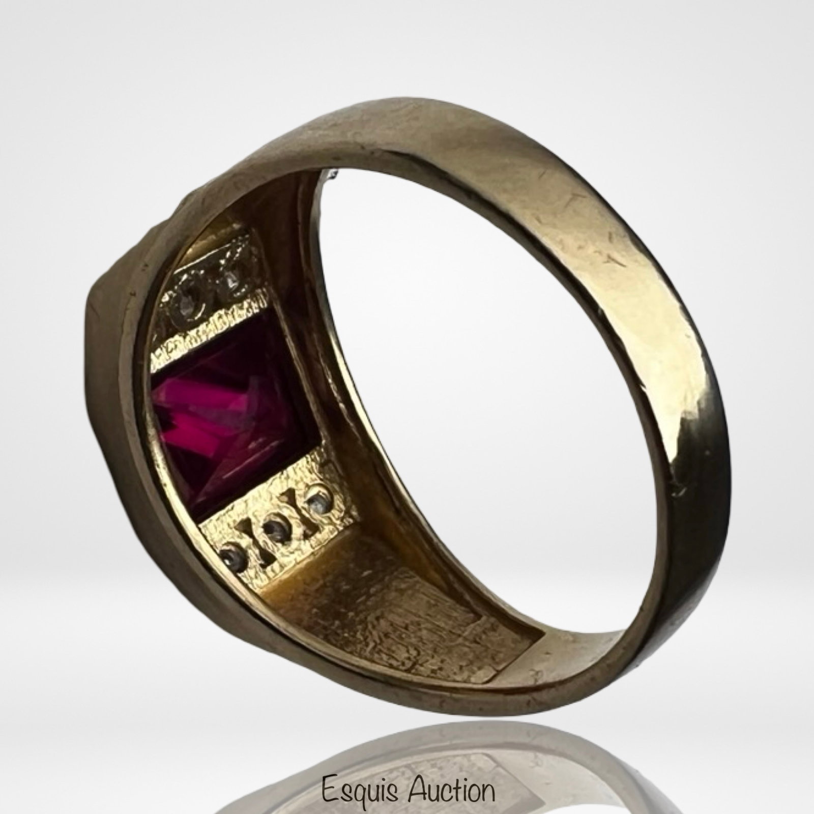 14K Gold Ruby Birthstone White CZ Statement Ring - 3