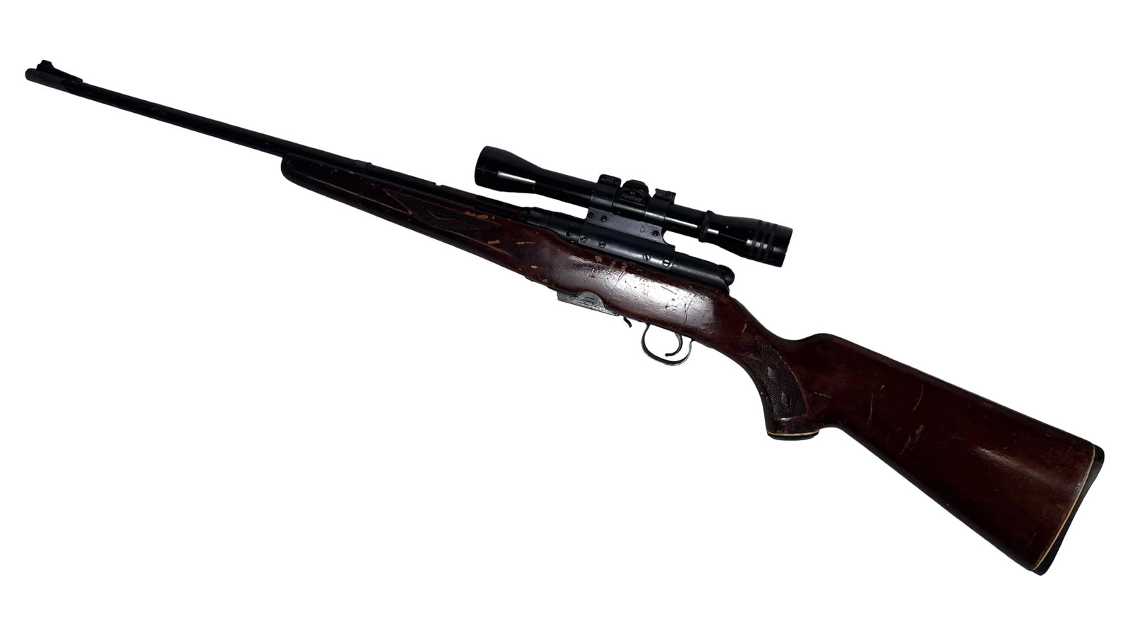 Coast to Coast Model 843 2DS Bolt Action Rifle: Coast to Coast Stores Model 843 2DS bolt-action rifle chambered in .222 Remington, fitted with a Redfield scope. This classic sporting rifle features a blued barrel and action with a walnut stock