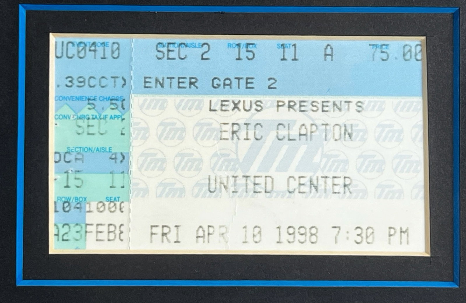 Eric Clapton Ticket Stubs Framed Display - 3