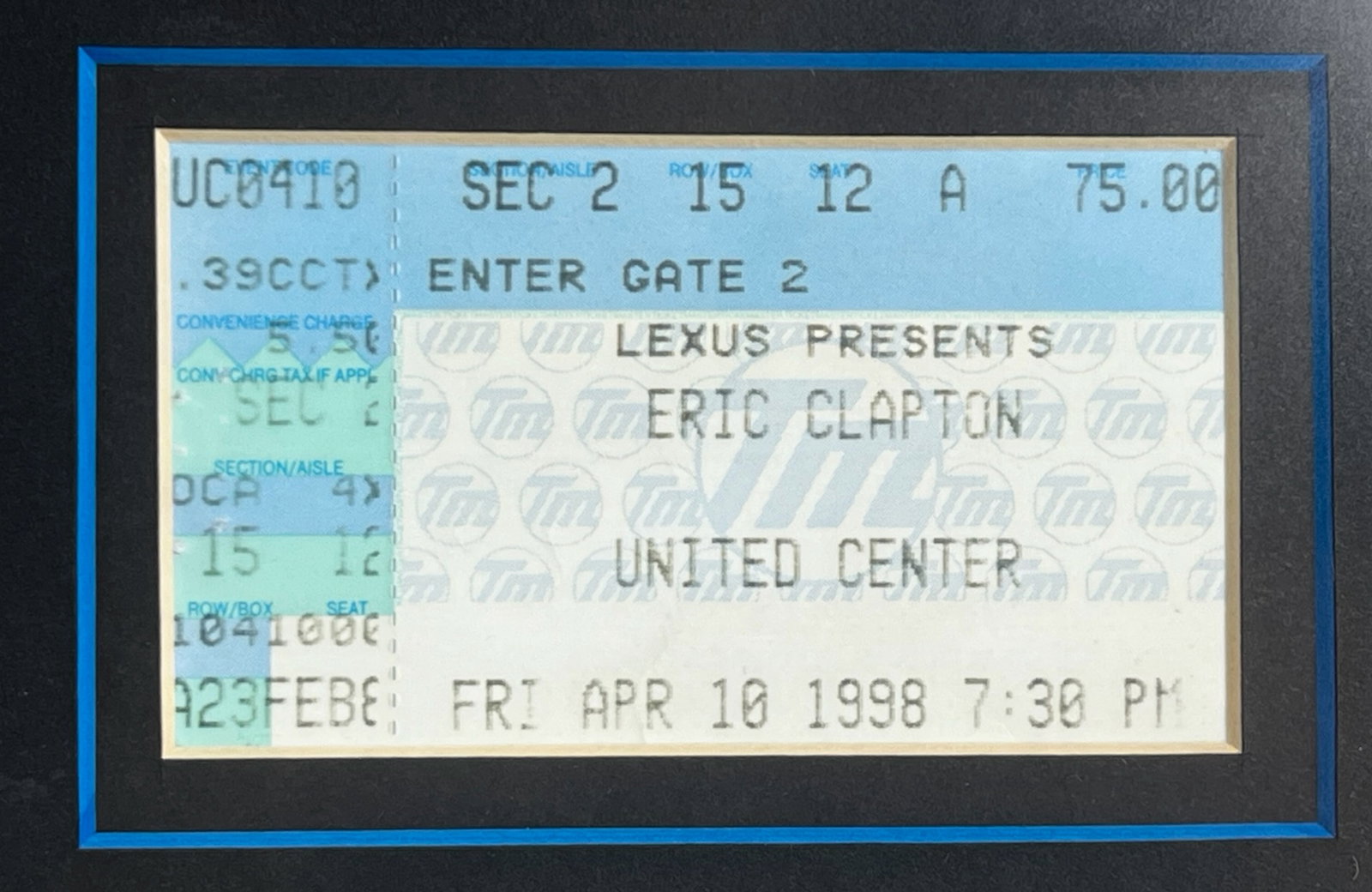 Eric Clapton Ticket Stubs Framed Display - 4