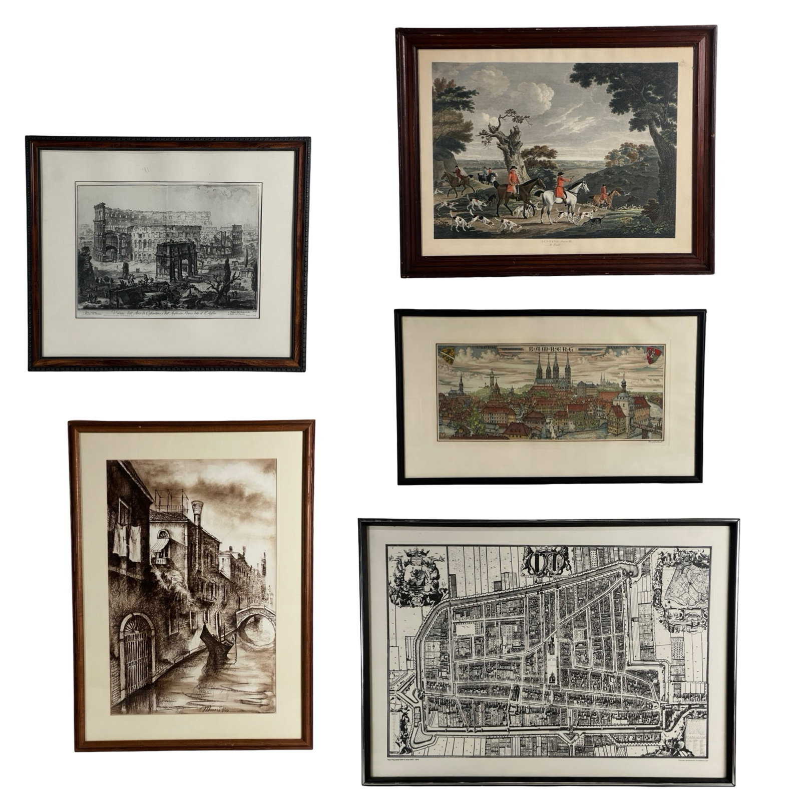 Framed European Artwork- Architectural Hunting Map (1 of 13)