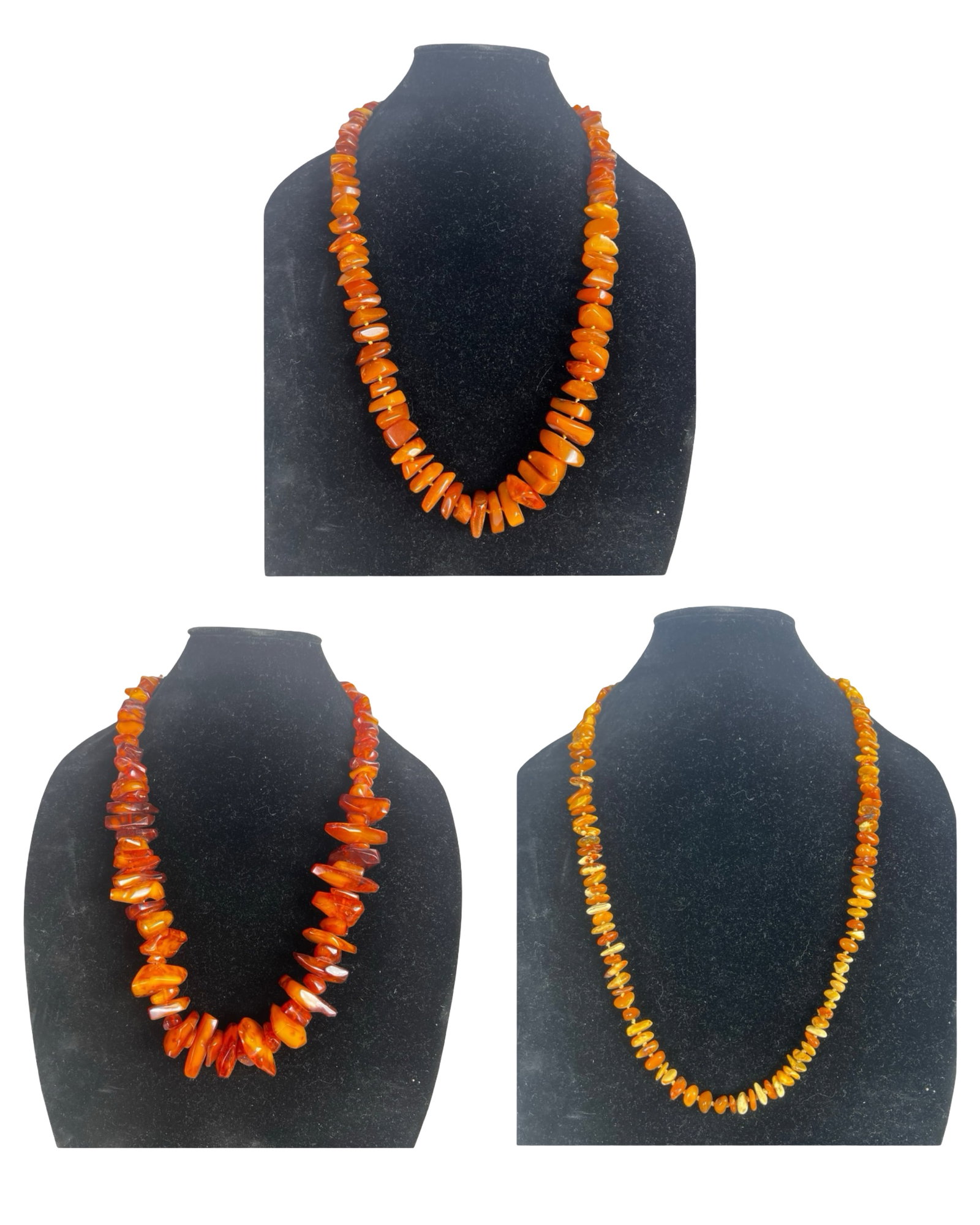 Lot of 3 Genuine Amber Nugget Necklaces (1 of 8)
