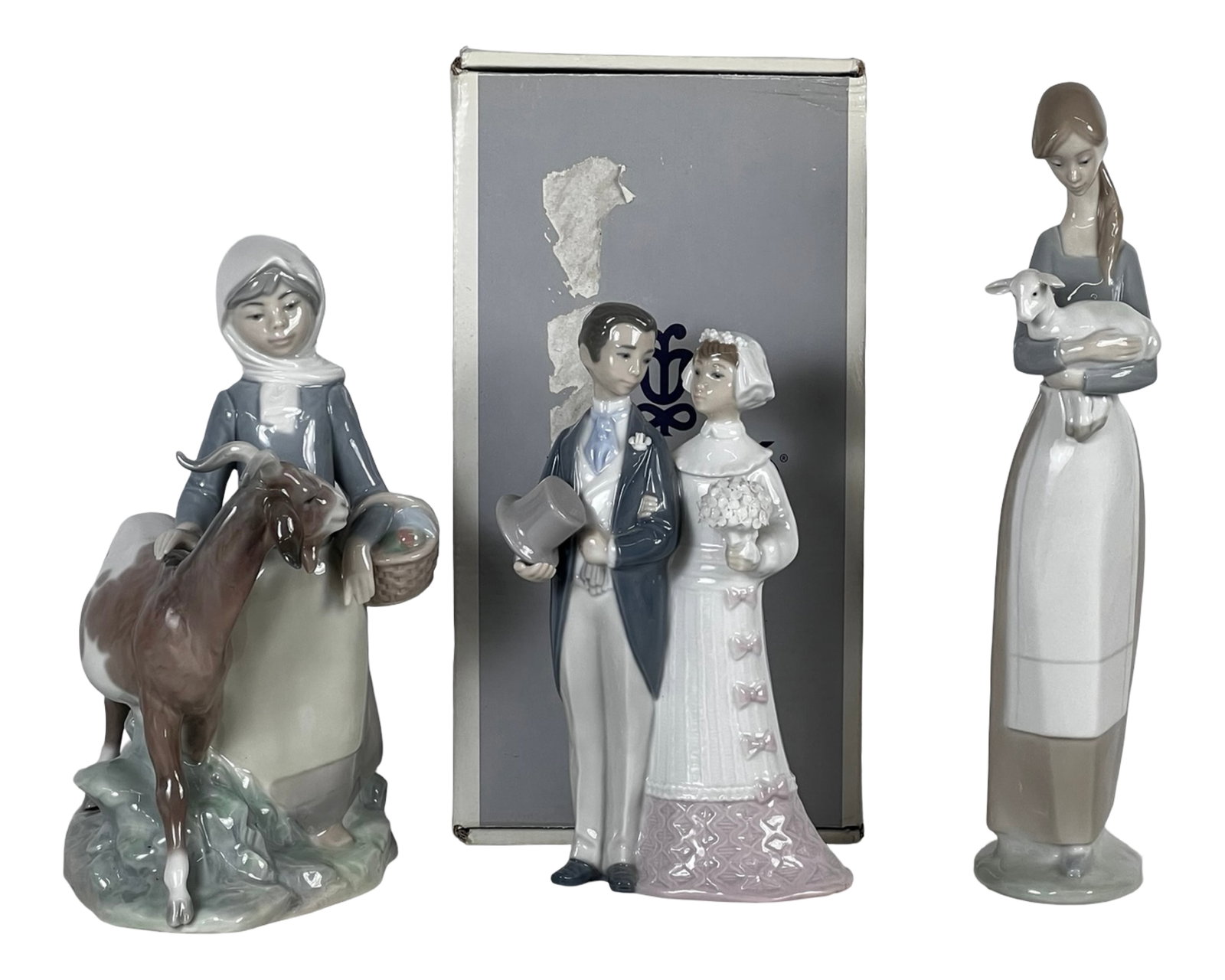 Lladro Porcelain Figurines - Girl with Goat & Lamb (1 of 5)